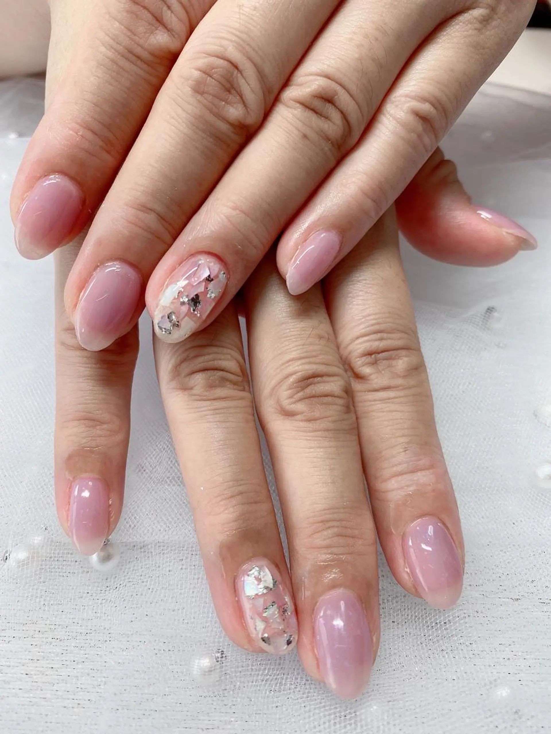 ネイル アートネイル ラメ(グリッター) ピンク シンプルネイル Jasmine nailsalon所属・ジャスミン ネイルサロンのネイルデザイン