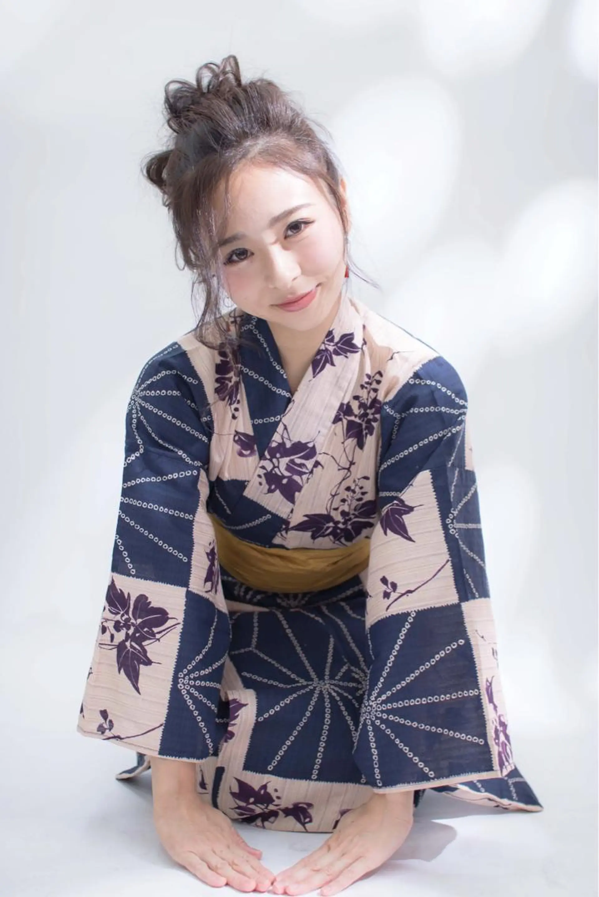 セミロング ヘアアレンジ お団子ヘア 浴衣 ヘアセット omocha hair salon所属・大嶋 伸吾のヘアスタイル