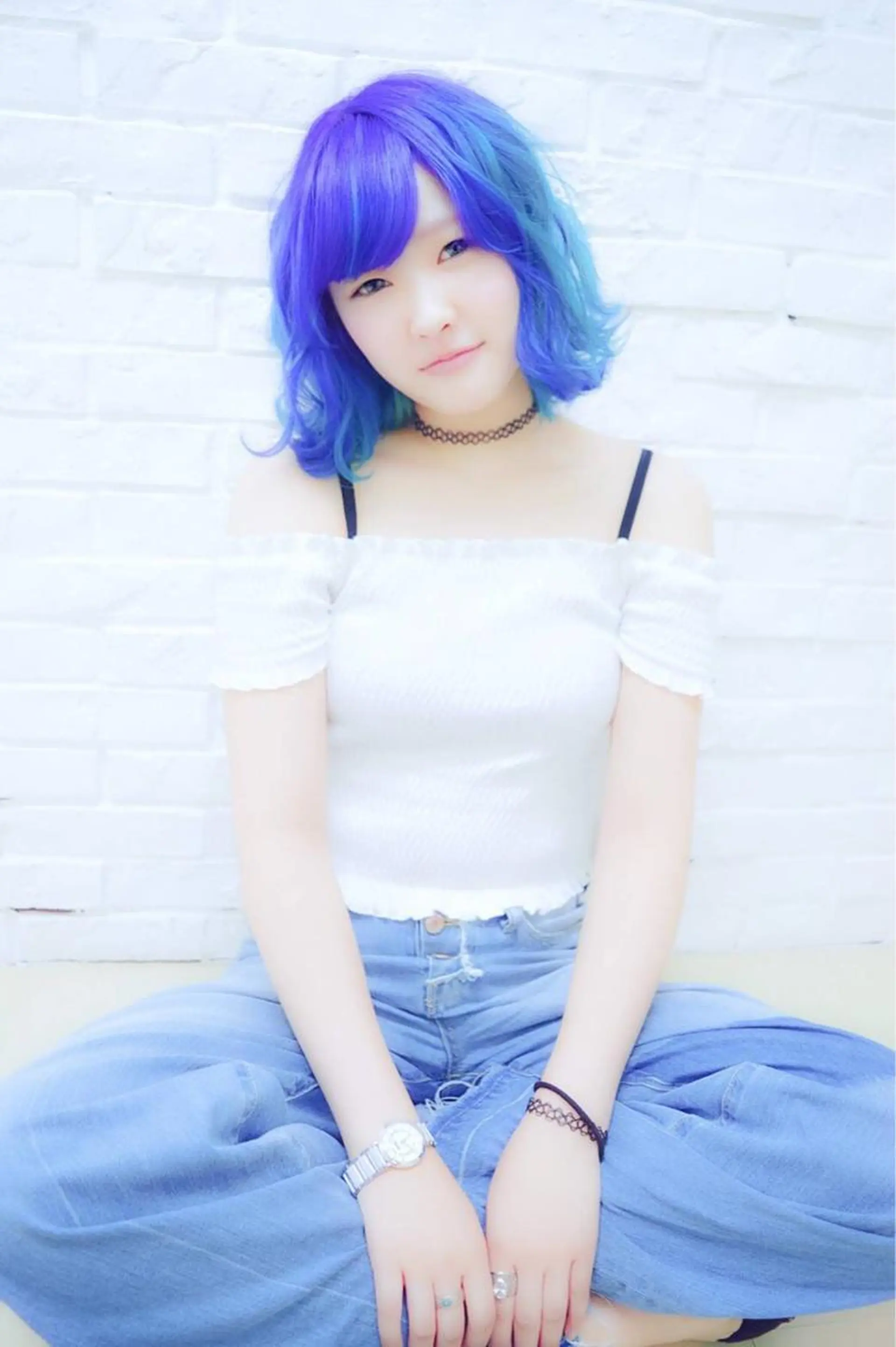 ミディアム カラー パーマ u hair所属・こばやし ももこのヘアスタイル