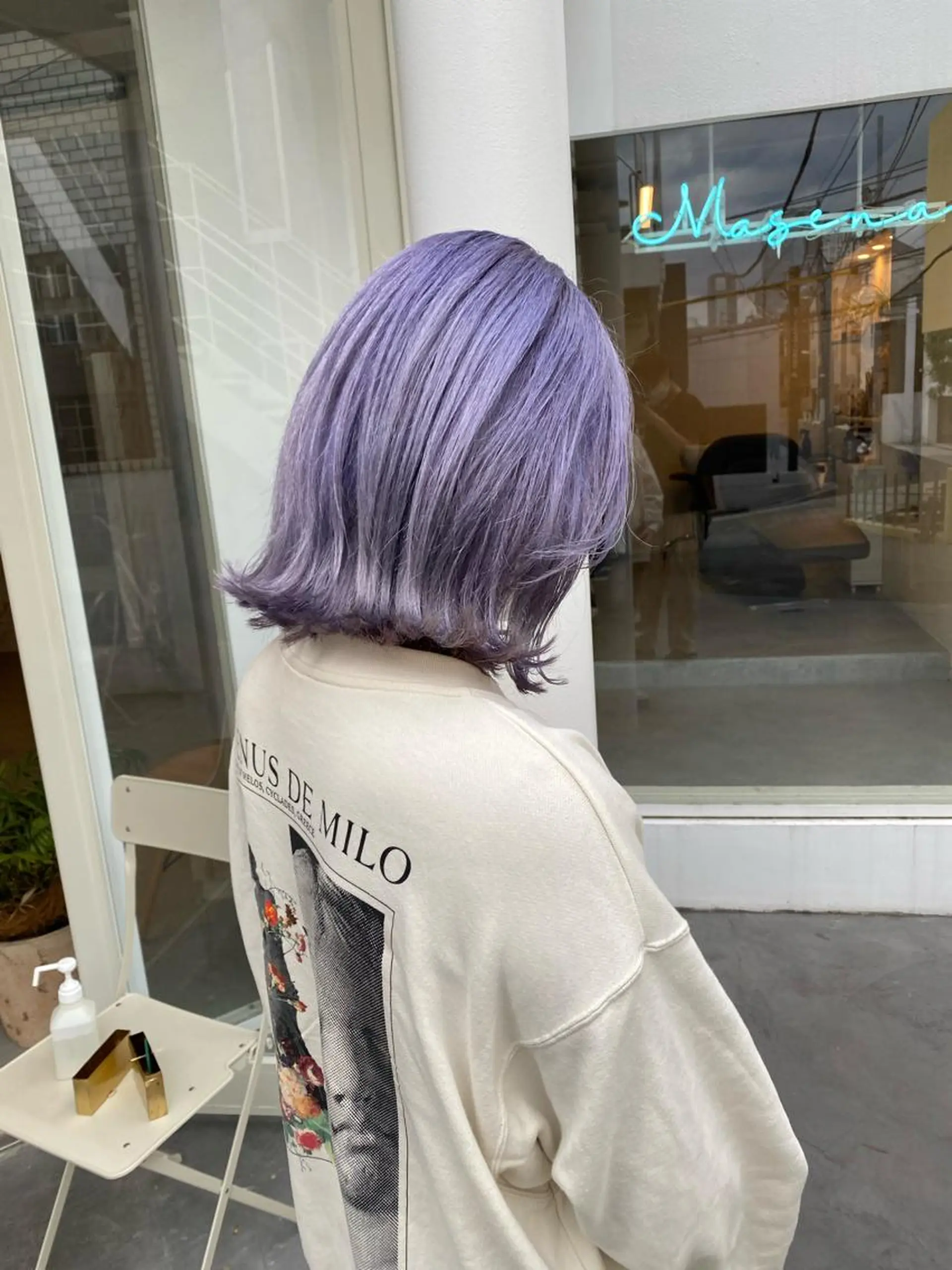 ミディアム カラー ブルーカラー ブルーラベンダー ラベンダーカラー Masena所属・〰️中川 慎之介〰️のヘアスタイル