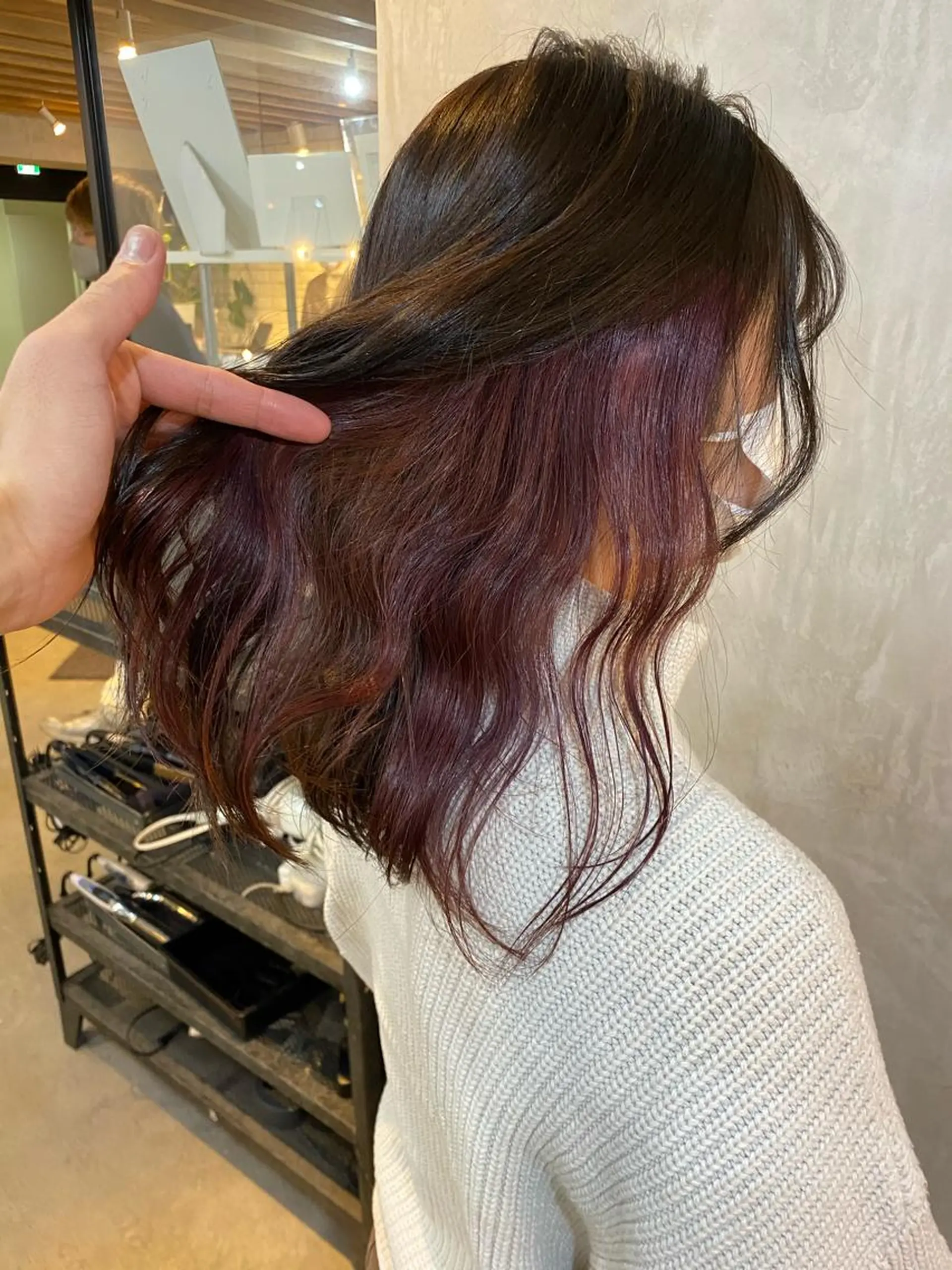 セミロング カラー ヘアアレンジ ヘアカラー 切りっぱなしボブ/ デザインカラー店長のヘアスタイル