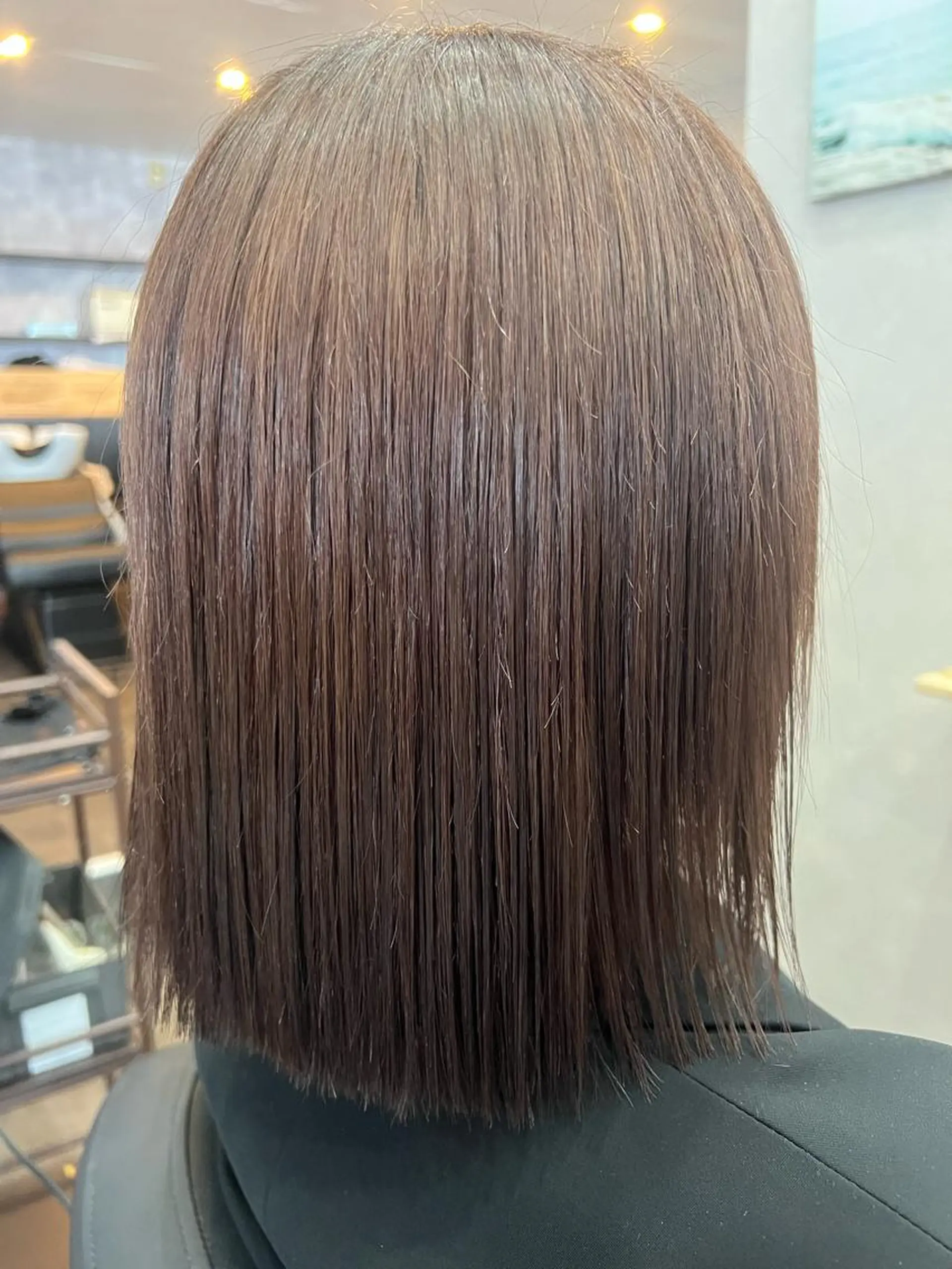 ミディアム 縮毛矯正 髪質改善カラー🎀 アイブロウ✨麗華のヘアスタイル