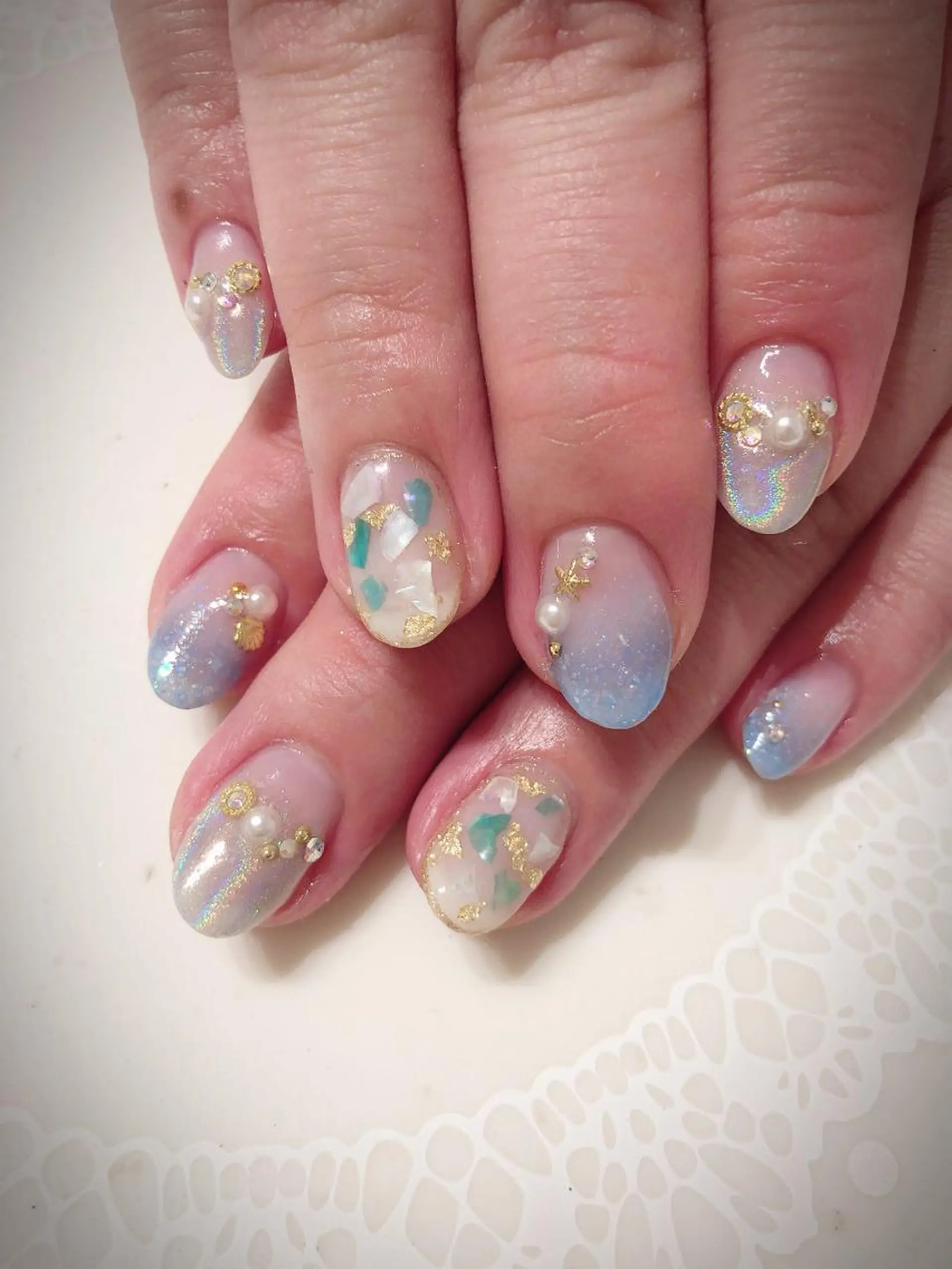 ネイル ブルー ハンドネイル * haruのネイルデザイン