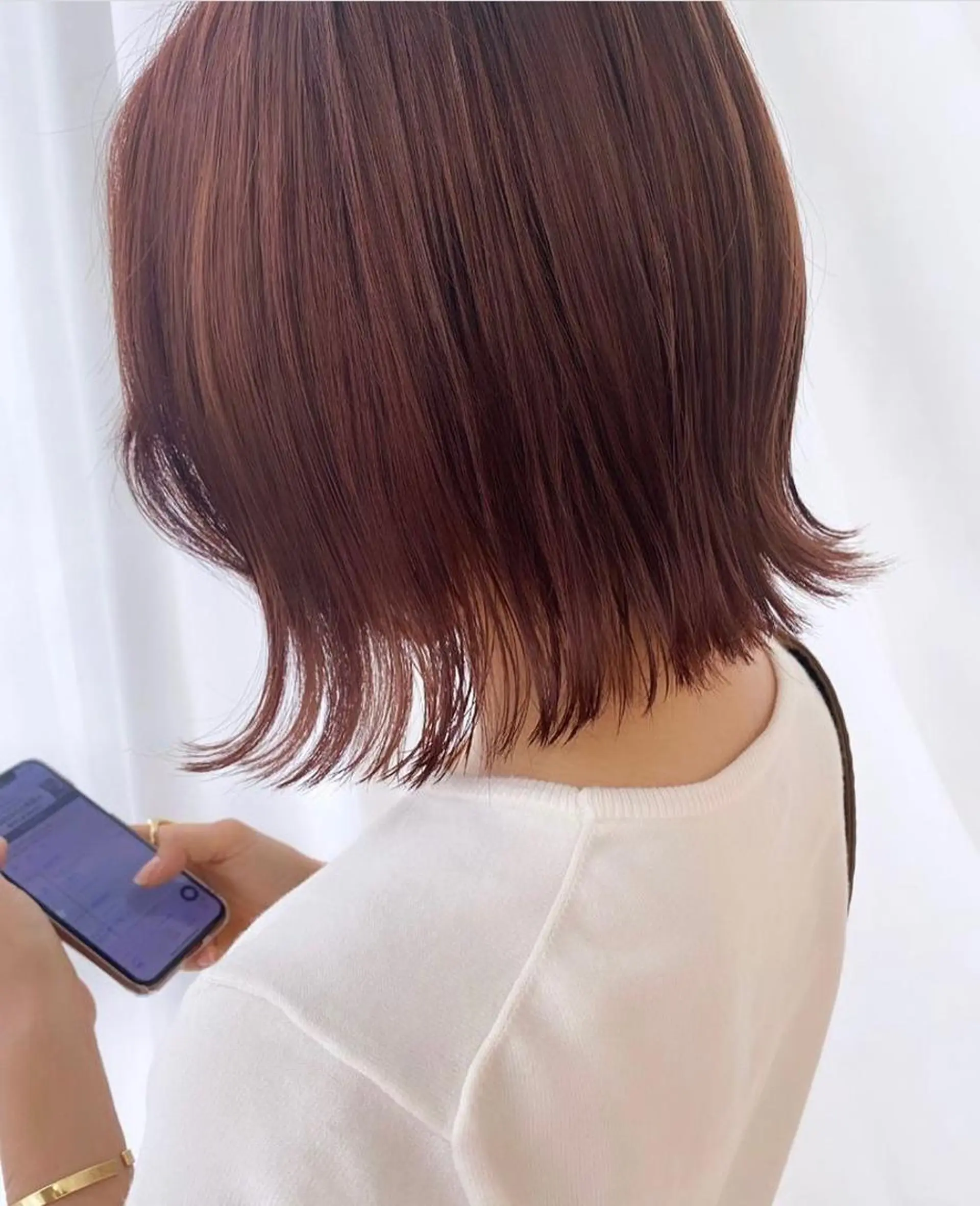 ミディアム ピンクブラウン ヘアカラー フクダ ジュリのヘアスタイル