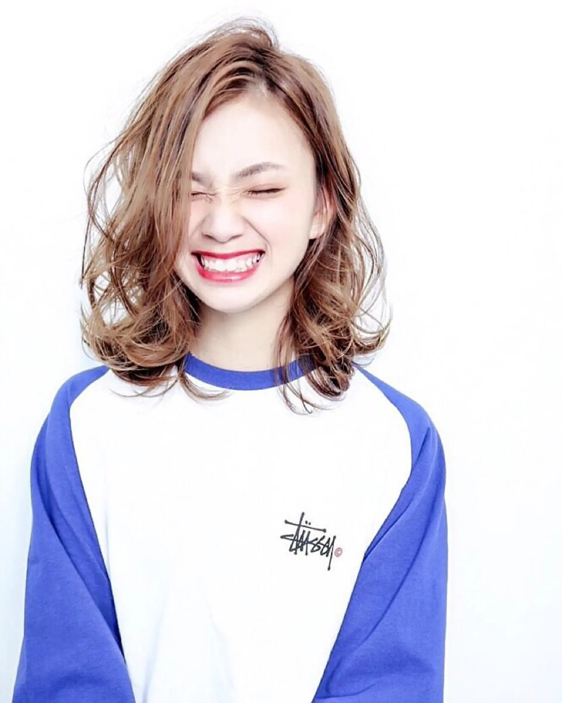 ミディアム カラー パーマ ブリーチ/髪質改善 NYNY大久保のヘアスタイル