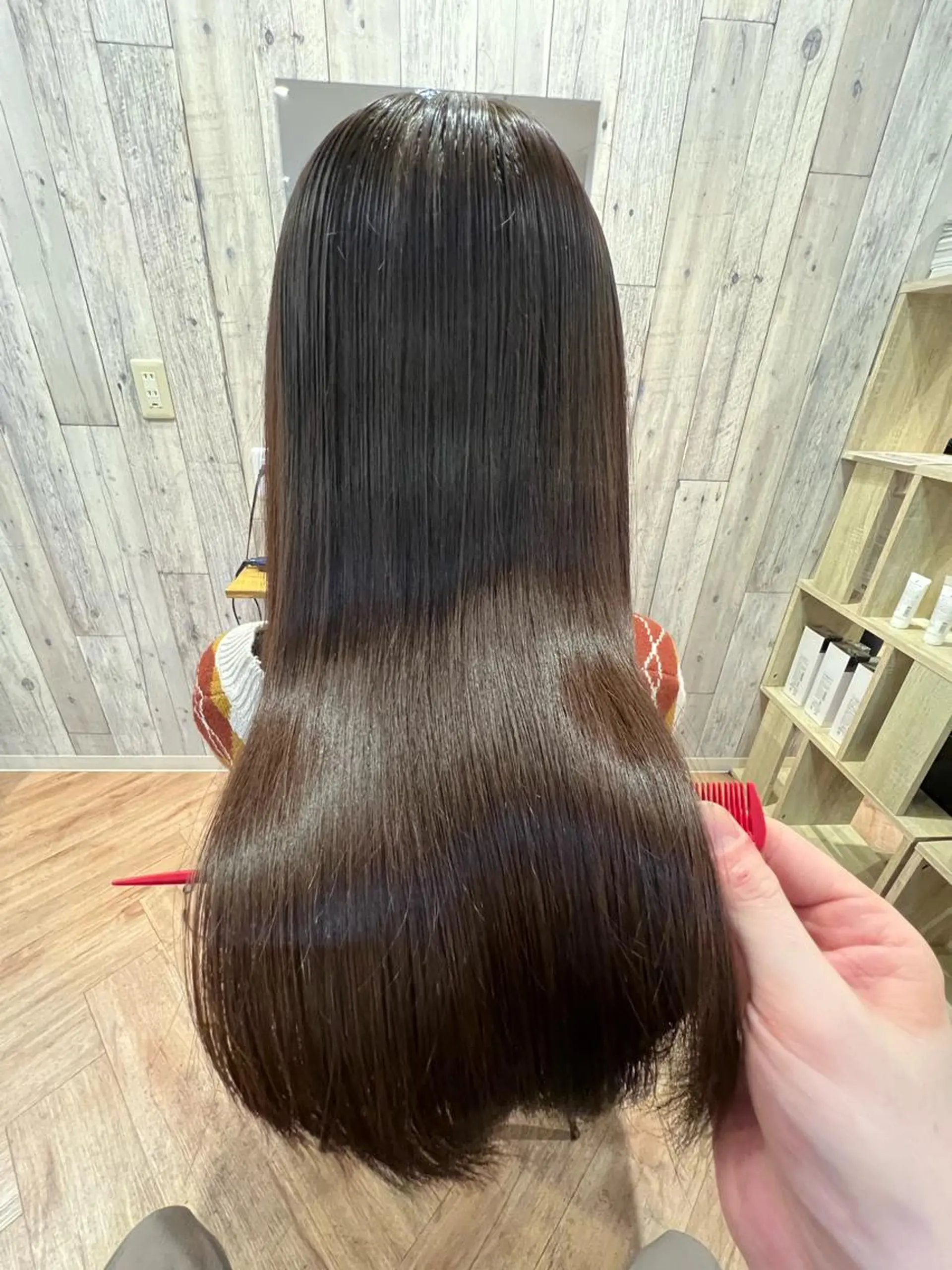 ロング 髪質改善 ヘアカラー トリートメント 韓国🇰🇷レイヤー おくれ毛/顔まわりのヘアスタイル