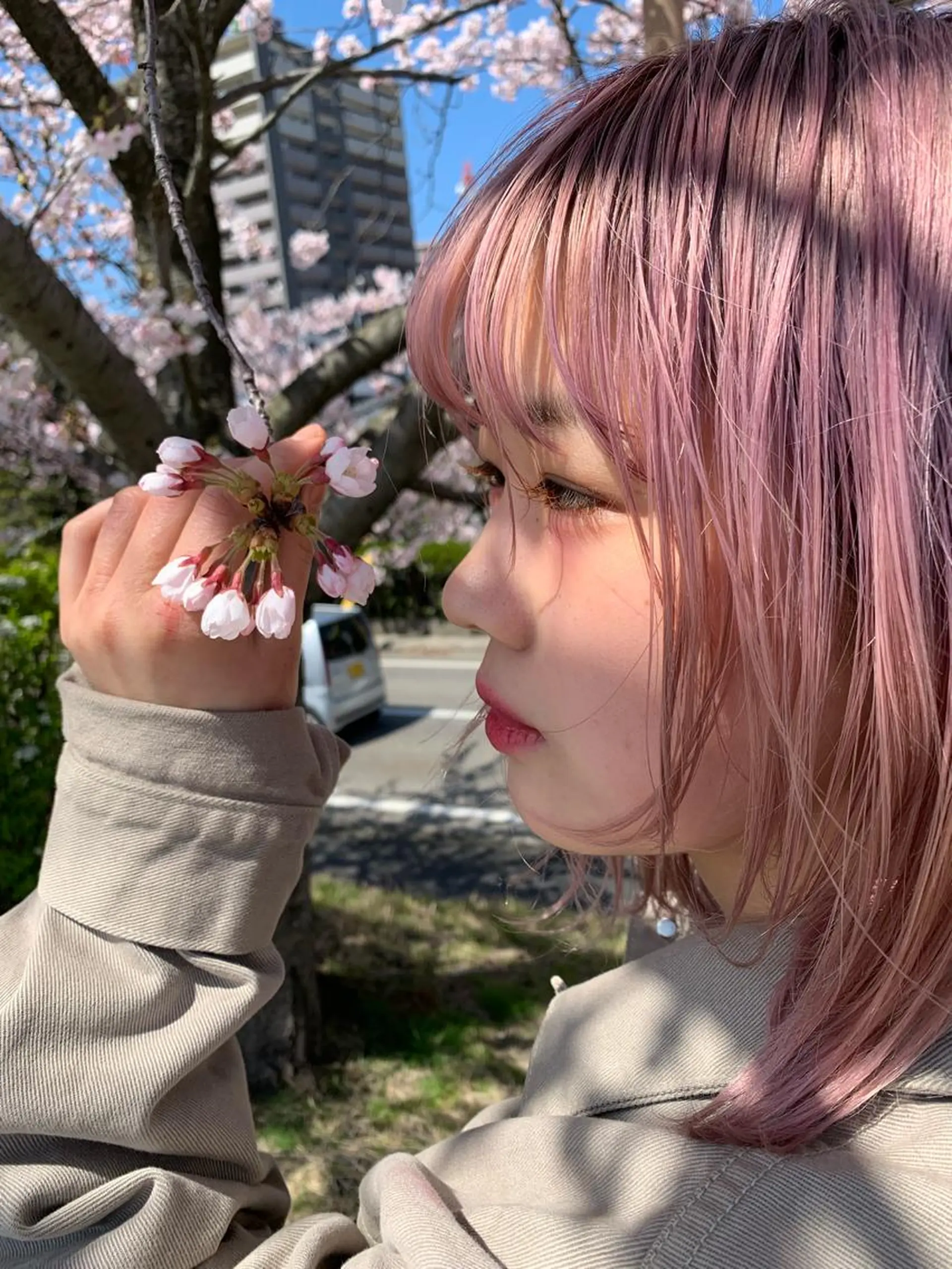 ミディアム カラー ピンクベージュ/新潟 万代/高橋桃葉🍑のヘアスタイル