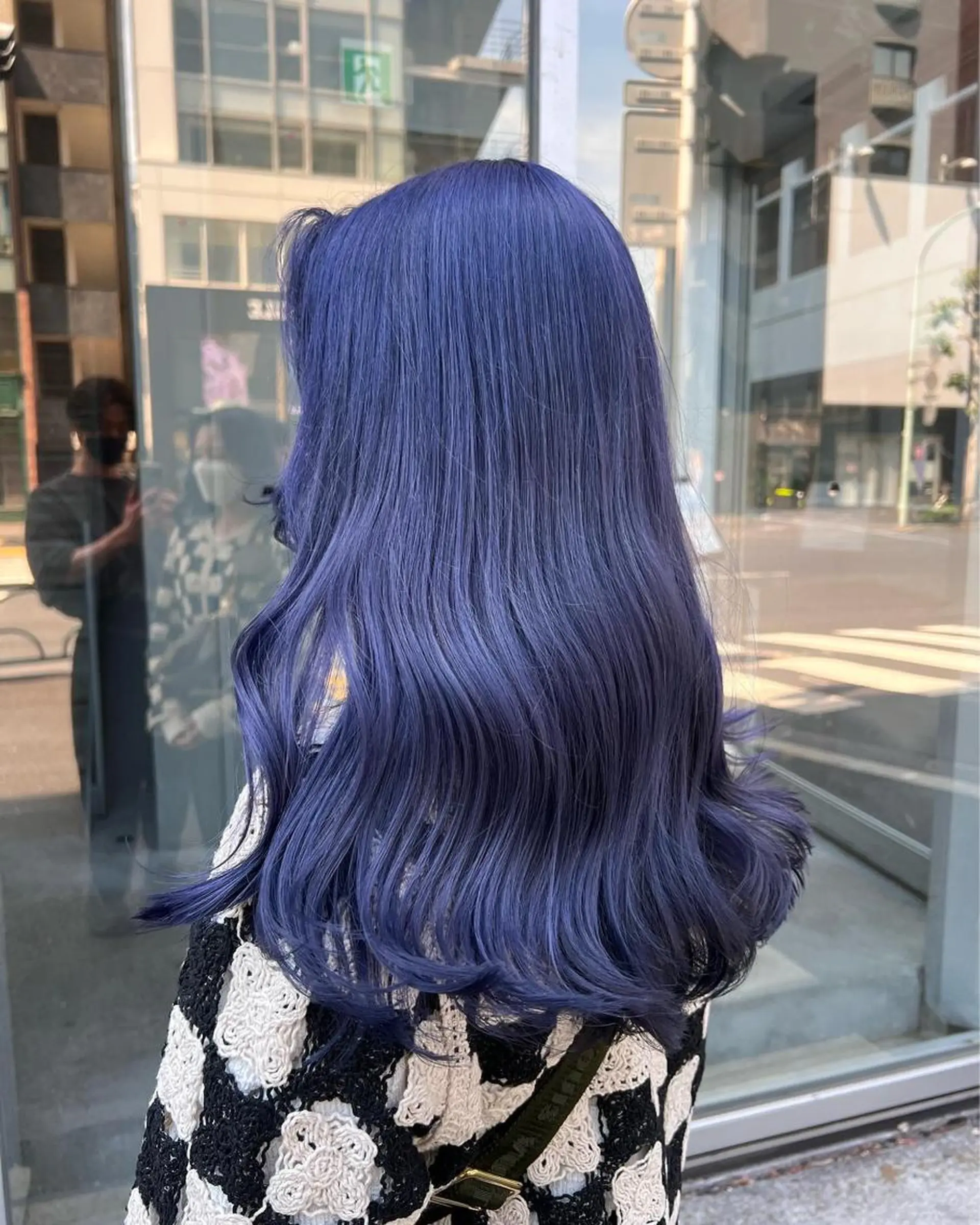ロング カラー ブルーカラー ブルーラベンダー ラベンダーカラー ヘアカラー トリートメント ヘッドスパ ヘアセット 🇨🇳中韓レイヤー 暗髪カラー🇰🇷のヘアスタイル