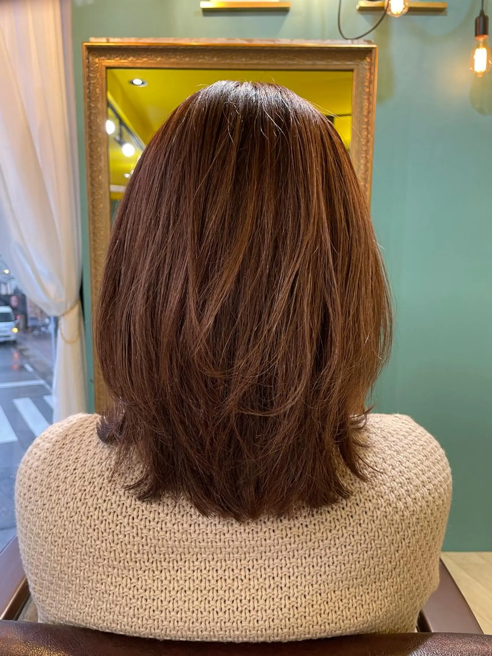 ミディアム カラー ブラウンカラー ハイライトカラー ピンクカラー ピンクブラウン ハイライト ヘアカラー Share  Salon  Reco【GARDEN】所属・末石 智のヘアスタイル