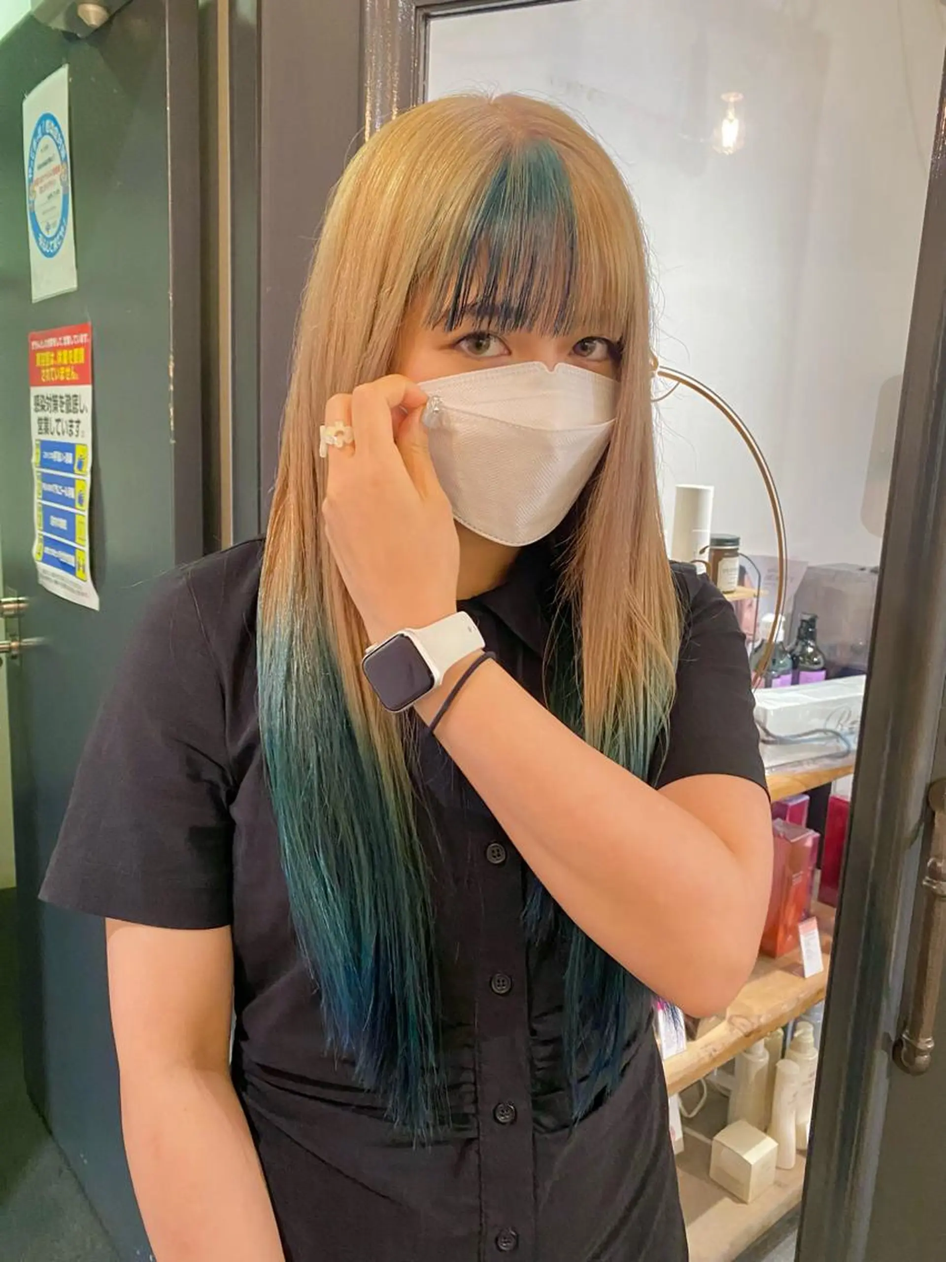 ロング カラー カット ヘアカラー 梅田ハイトーン チダ ヒナノのヘアスタイル