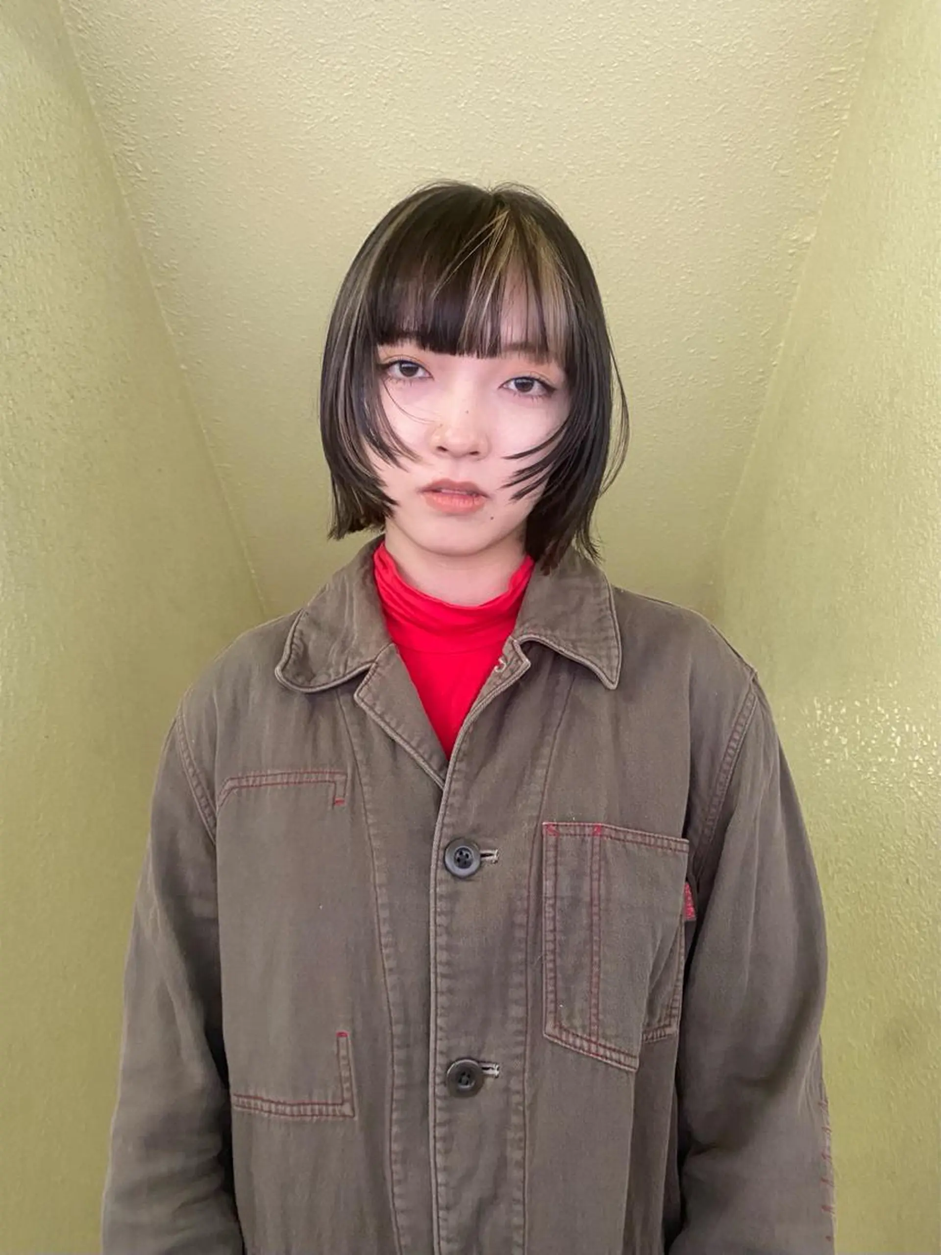 ミディアム カラー ハイライトカラー ハイライト レイヤーカット/栄/ 顔周り/キトウモエノのヘアスタイル