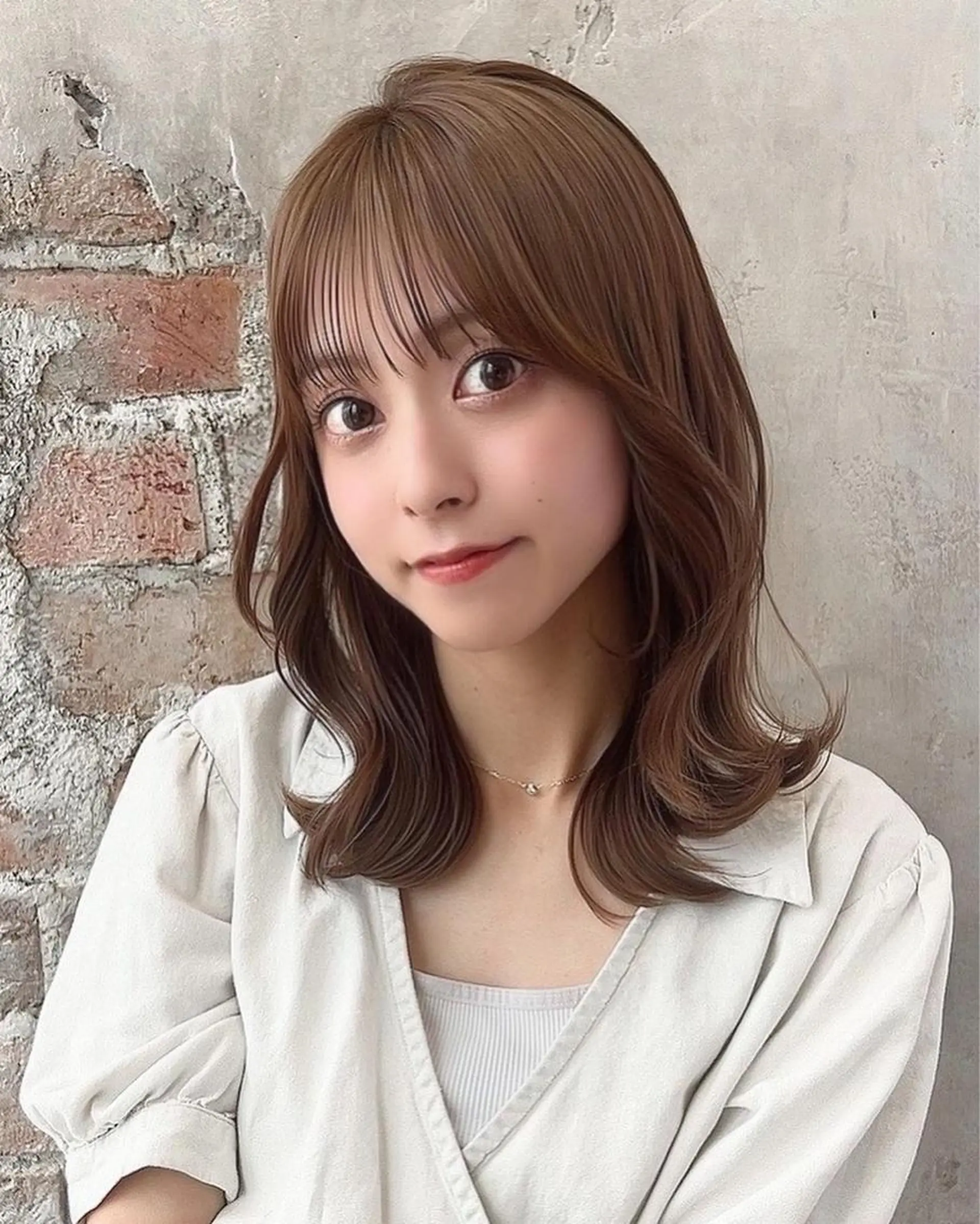 ミディアム くびれヘア 髪質改善 縮毛矯正 カット ヘアカラー トリートメント 🧡くびれヘア/前髪 顔周り🧡久原結衣のヘアスタイル