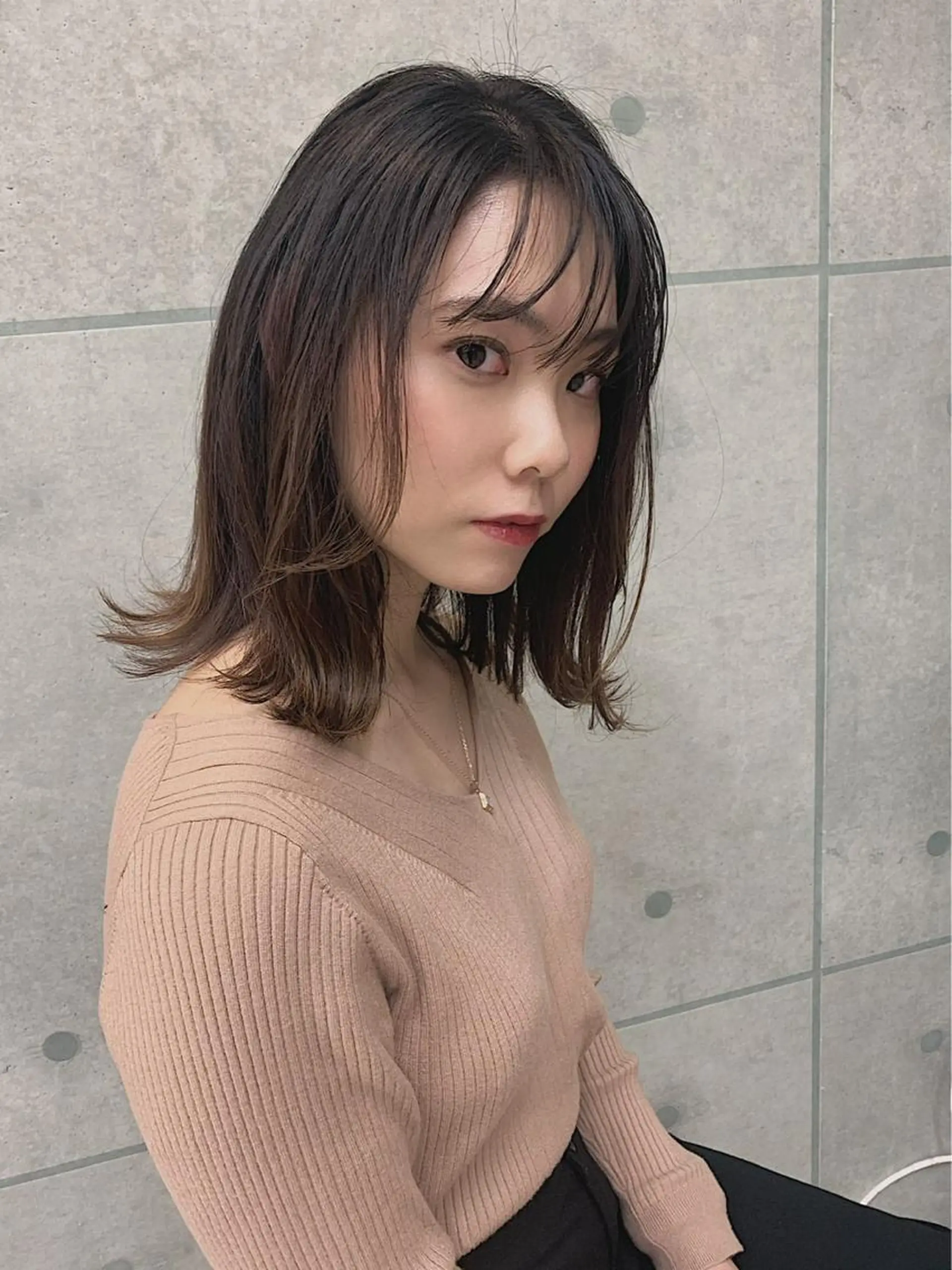 ミディアム カラー アディクシーカラー ベージュカラー ブラウンカラー neaf【六本木】所属・韓国/愛されレイヤー 六本木/yuri🎀のヘアスタイル