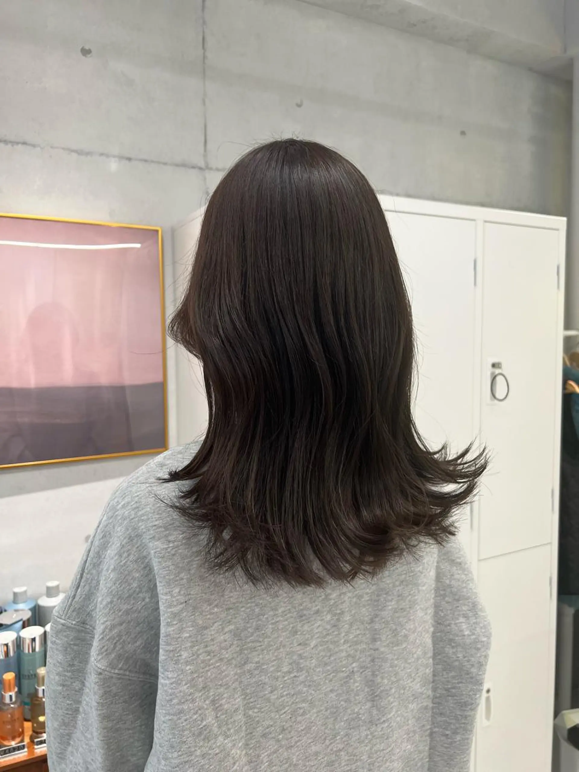 セミロング カラー ブリーチ 透明感カラー グレージュ ブリーチなしカラー 韓国風ヘア ヘアカラー トリートメント 韓国ヘア☁️ mitsukiのヘアスタイル