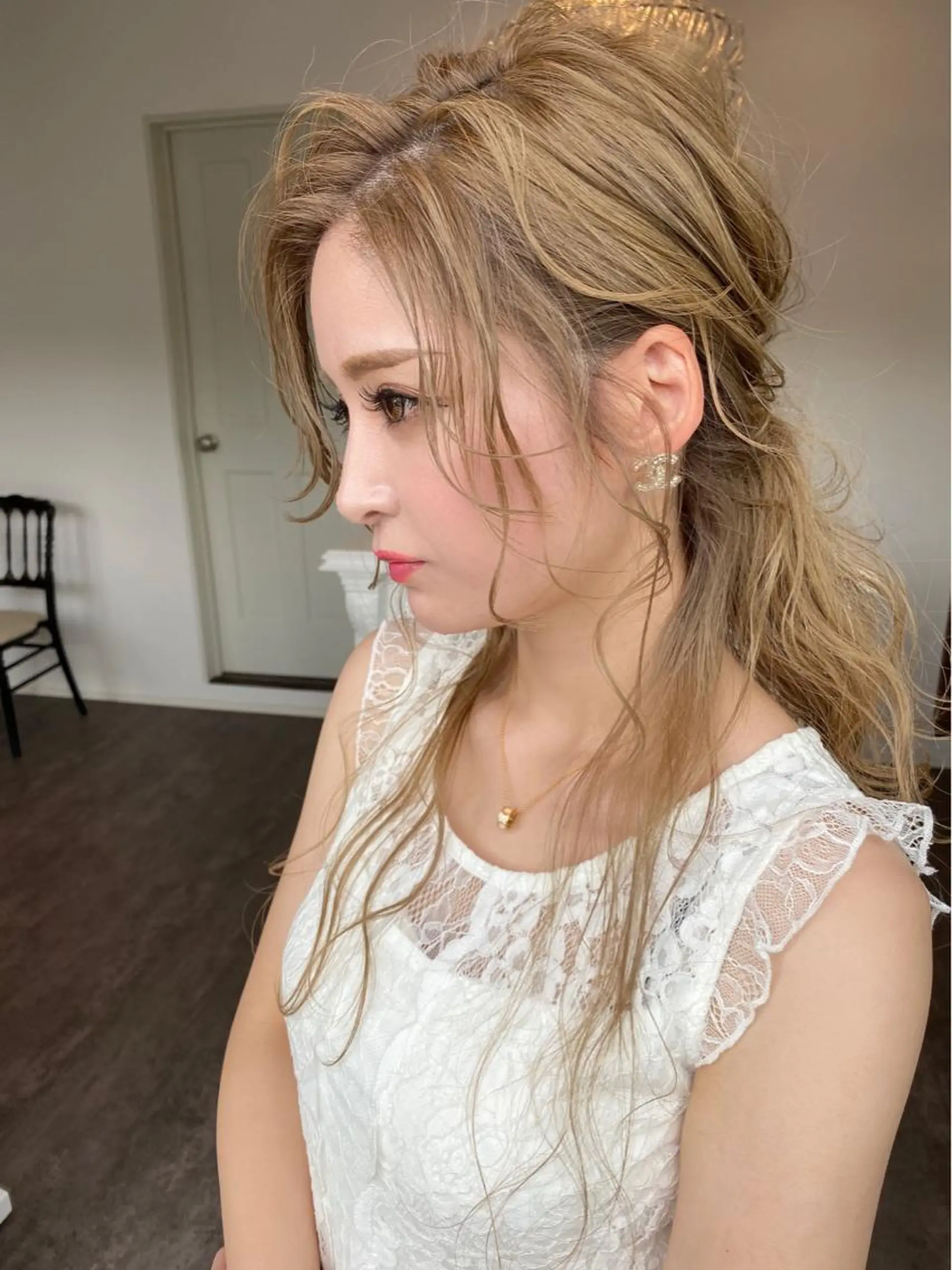 ロング ヘアアレンジ ハーフアップ ヘアセット 成松 勇治のヘアスタイル