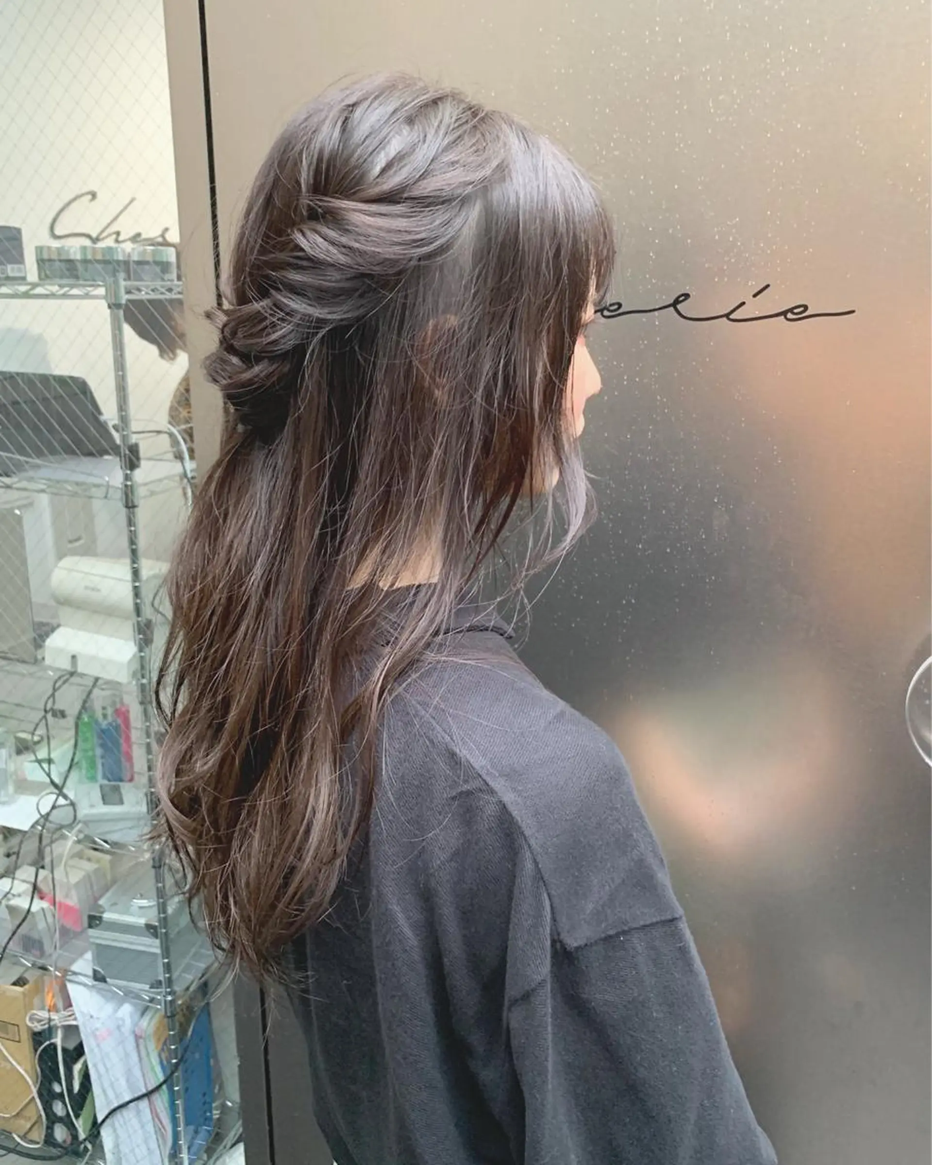 ロング カラー ブリーチ グレージュ ブリーチなしカラー インナーカラー/天神 ブリーチ/吉田のヘアスタイル