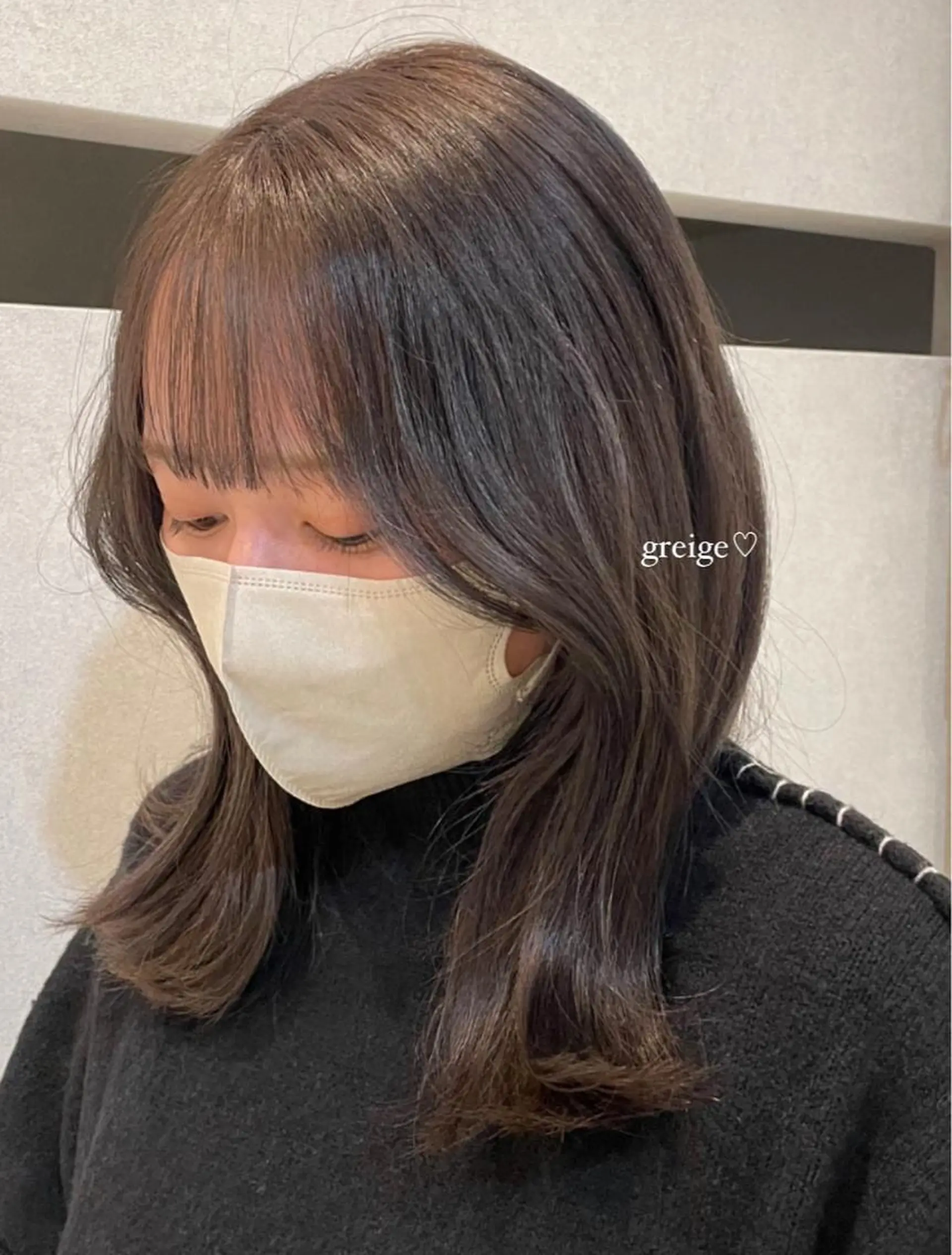 ミディアム カラー グレージュ くびれヘア 𐙚mareka/ 顔周り/透明感ｶﾗｰのヘアスタイル