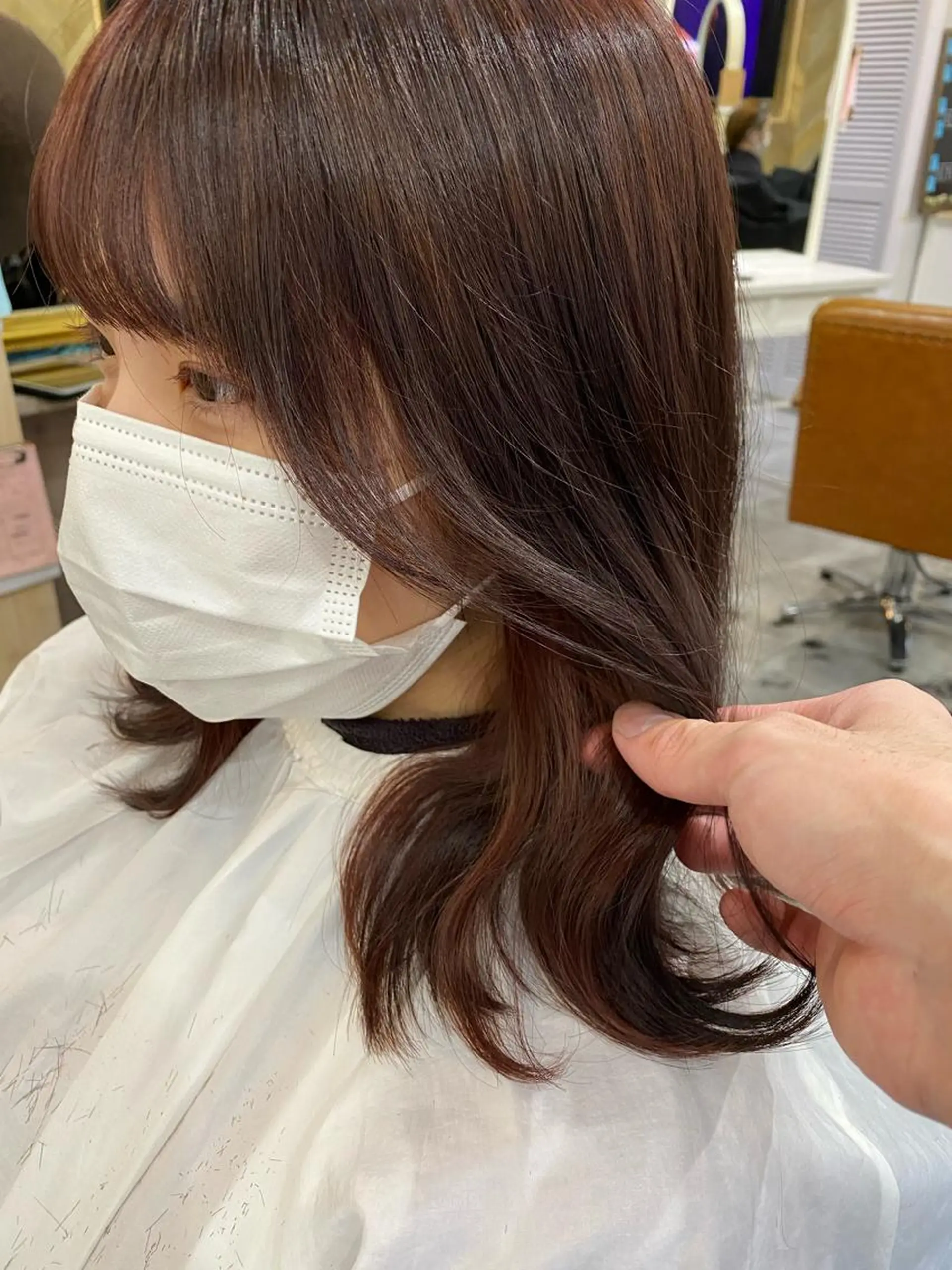 ミディアム カラー ブリーチ インナーカラー ブリーチなしカラー カット ヘアカラー SHIAN立川 及川望のヘアスタイル