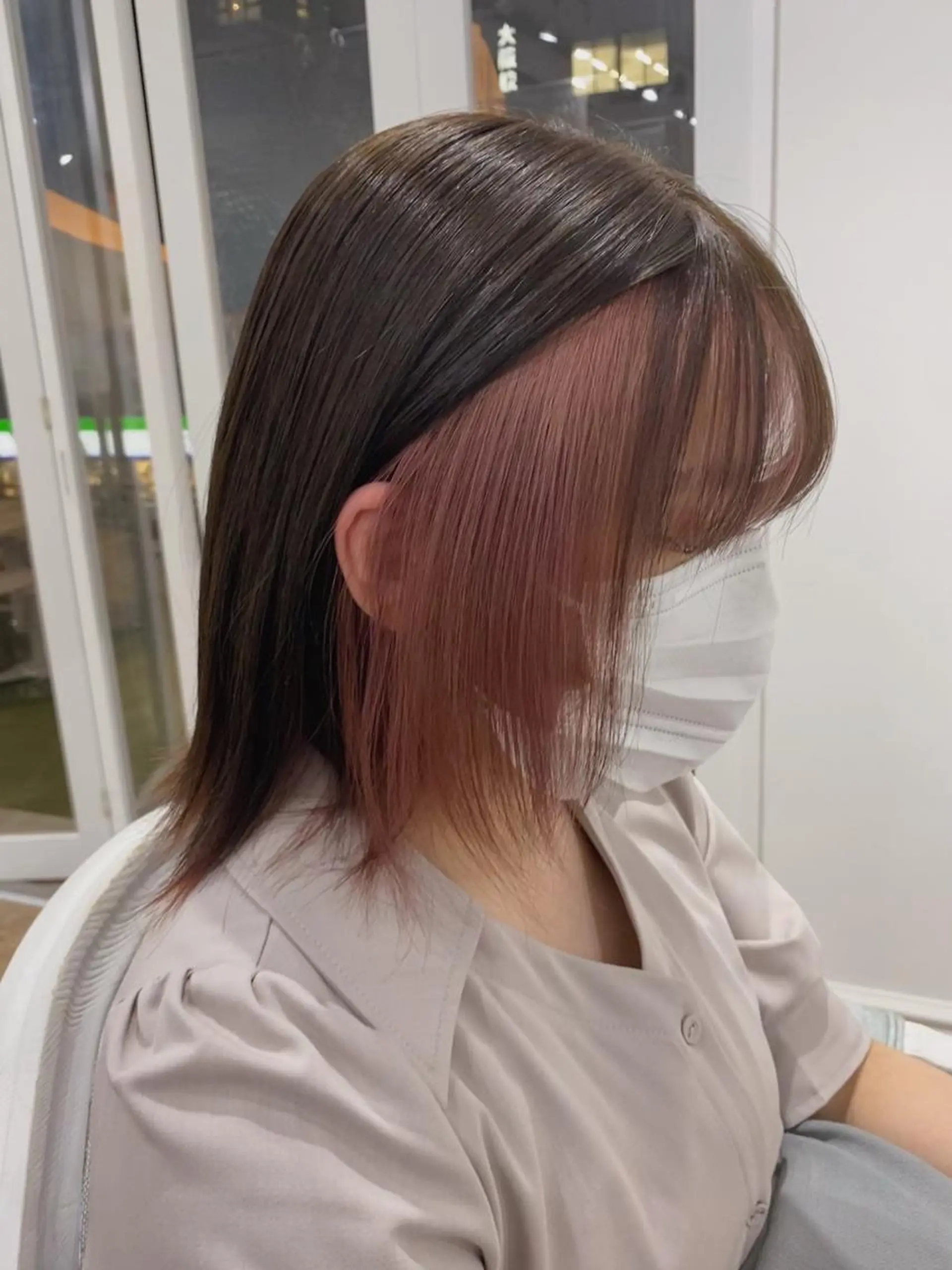 ミディアム カラー ヘアアレンジ ブリーチ ブラウンカラー オリーブブラウン メンズカットモデル/ 梅田美容室/runaのヘアスタイル