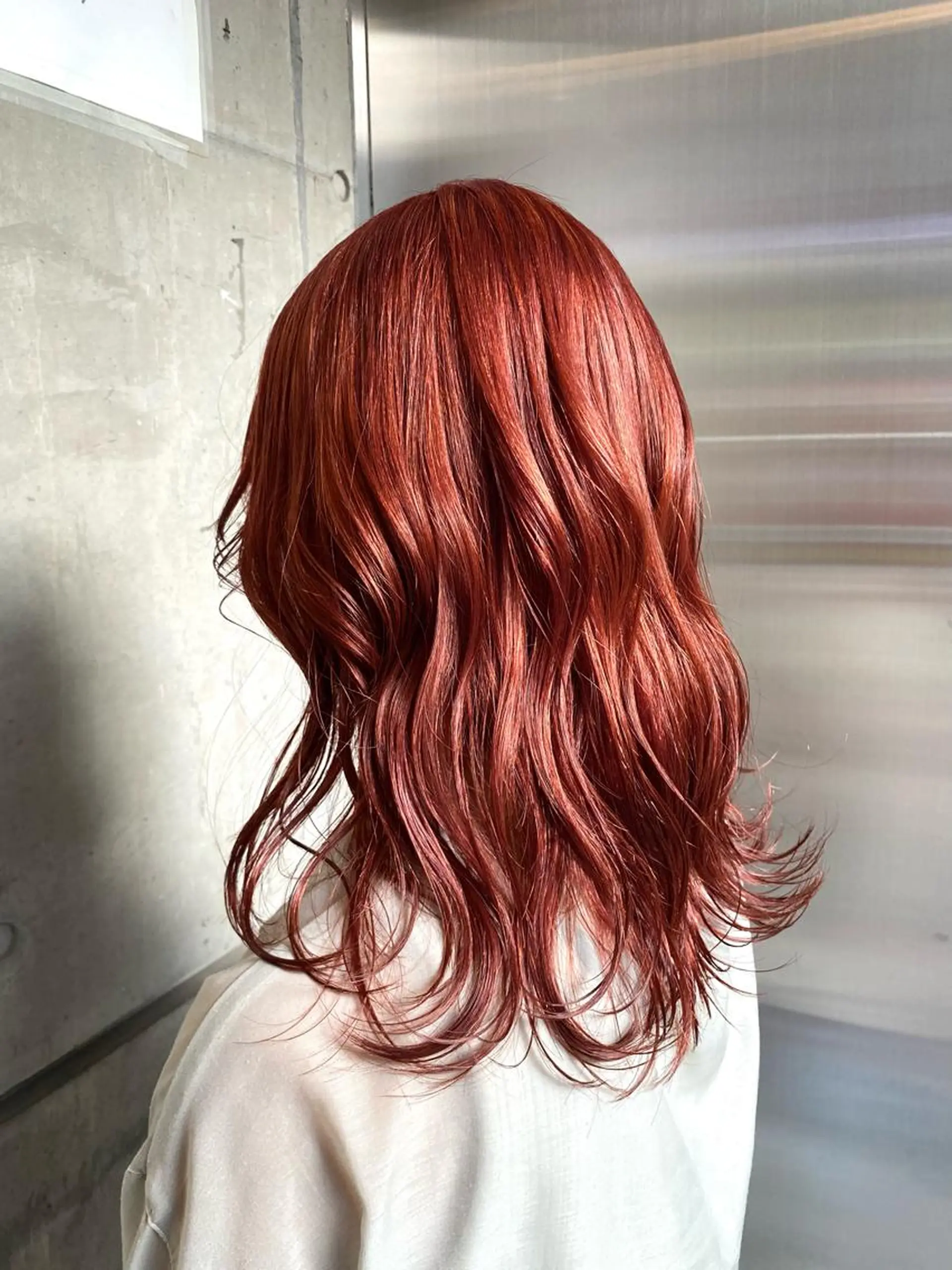 ロング カラー ブリーチ オレンジ オレンジレッド レッドカラー ヘアカラー otoha☆カラー/ レイヤー/八王子のヘアスタイル