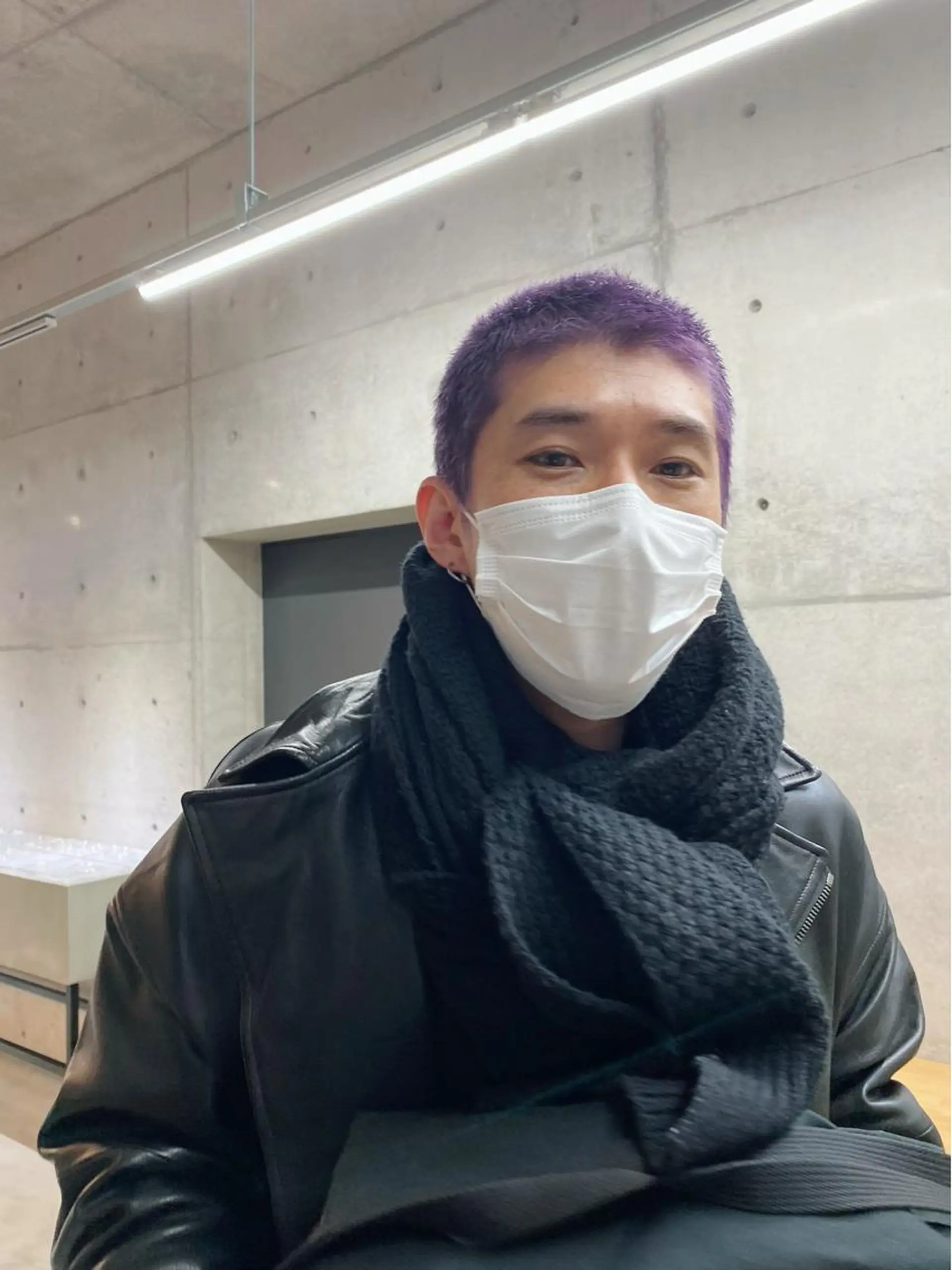 ショート ヘアアレンジ メンズ ボウズ パープルカラー son hair HIROEのヘアスタイル
