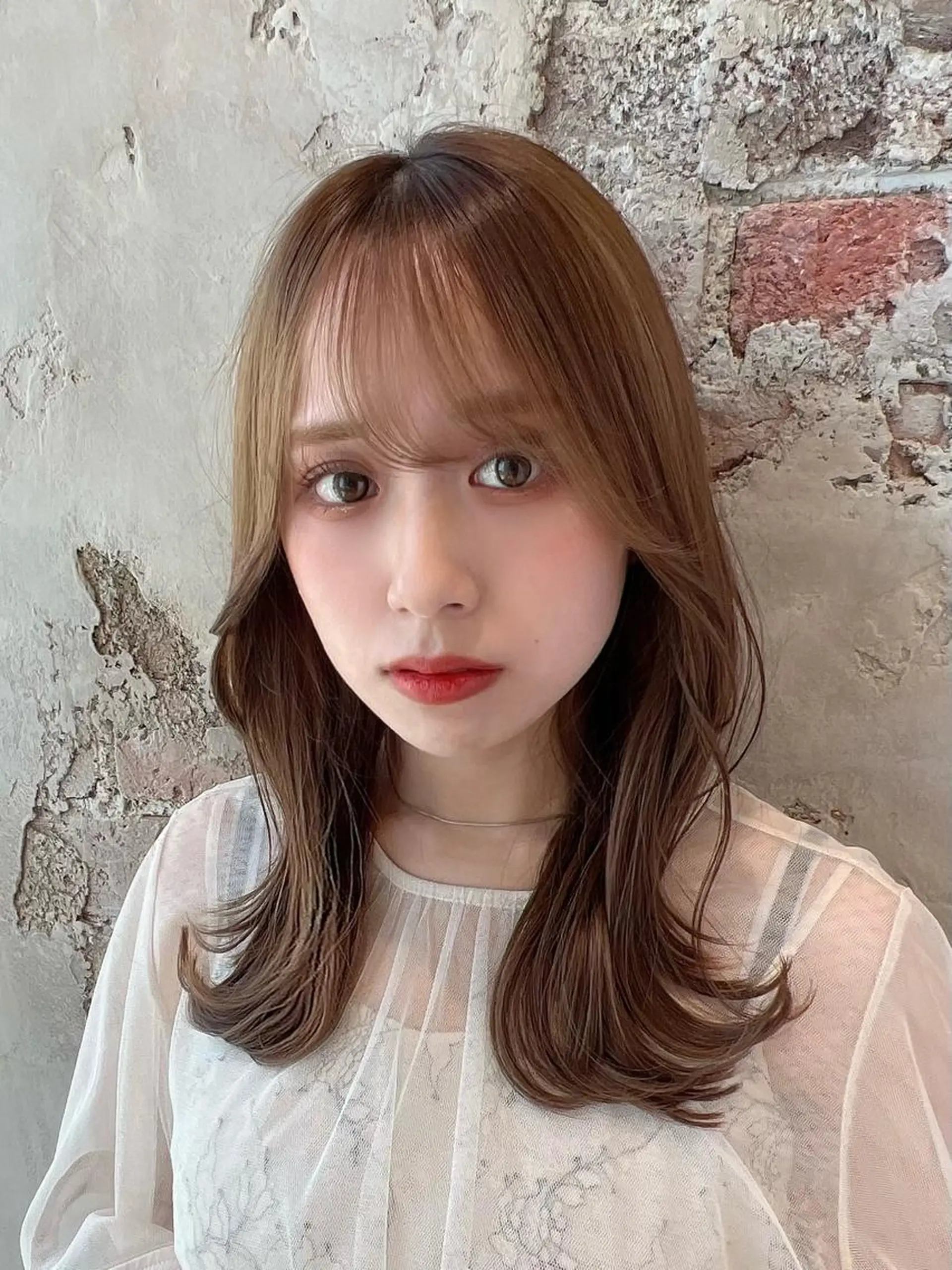 セミロング カラー ベージュカラー ブラウンカラー くびれヘア 髪質改善 縮毛矯正 カット ヘアカラー トリートメント 🧡くびれヘア/前髪 顔周り🧡久原結衣のヘアスタイル