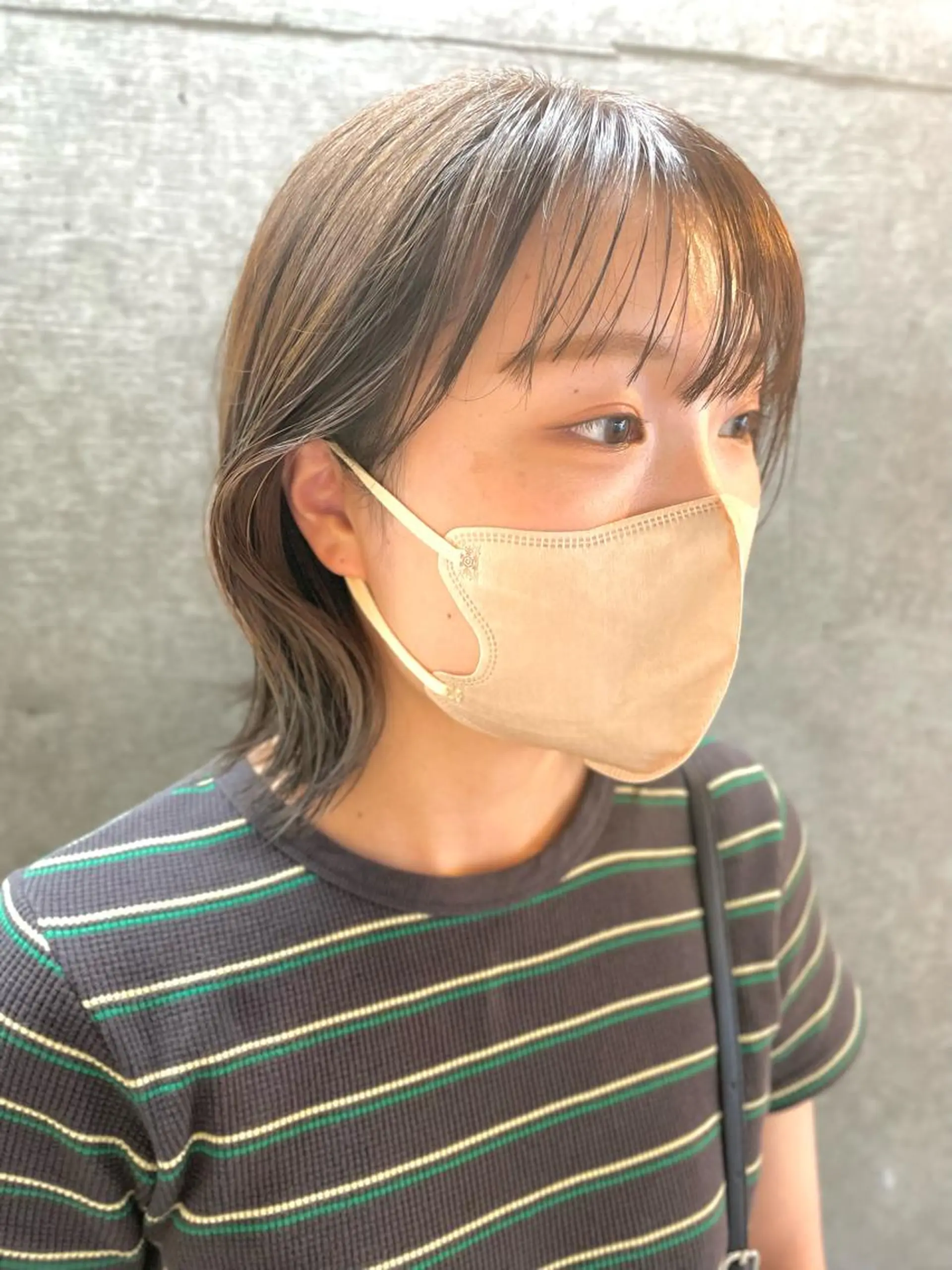 ミディアム アッシュ ボブ くびれヘア ハイライト レイヤーカット 表参道/髪質改善/ 透明感/遠藤良祈のヘアスタイル