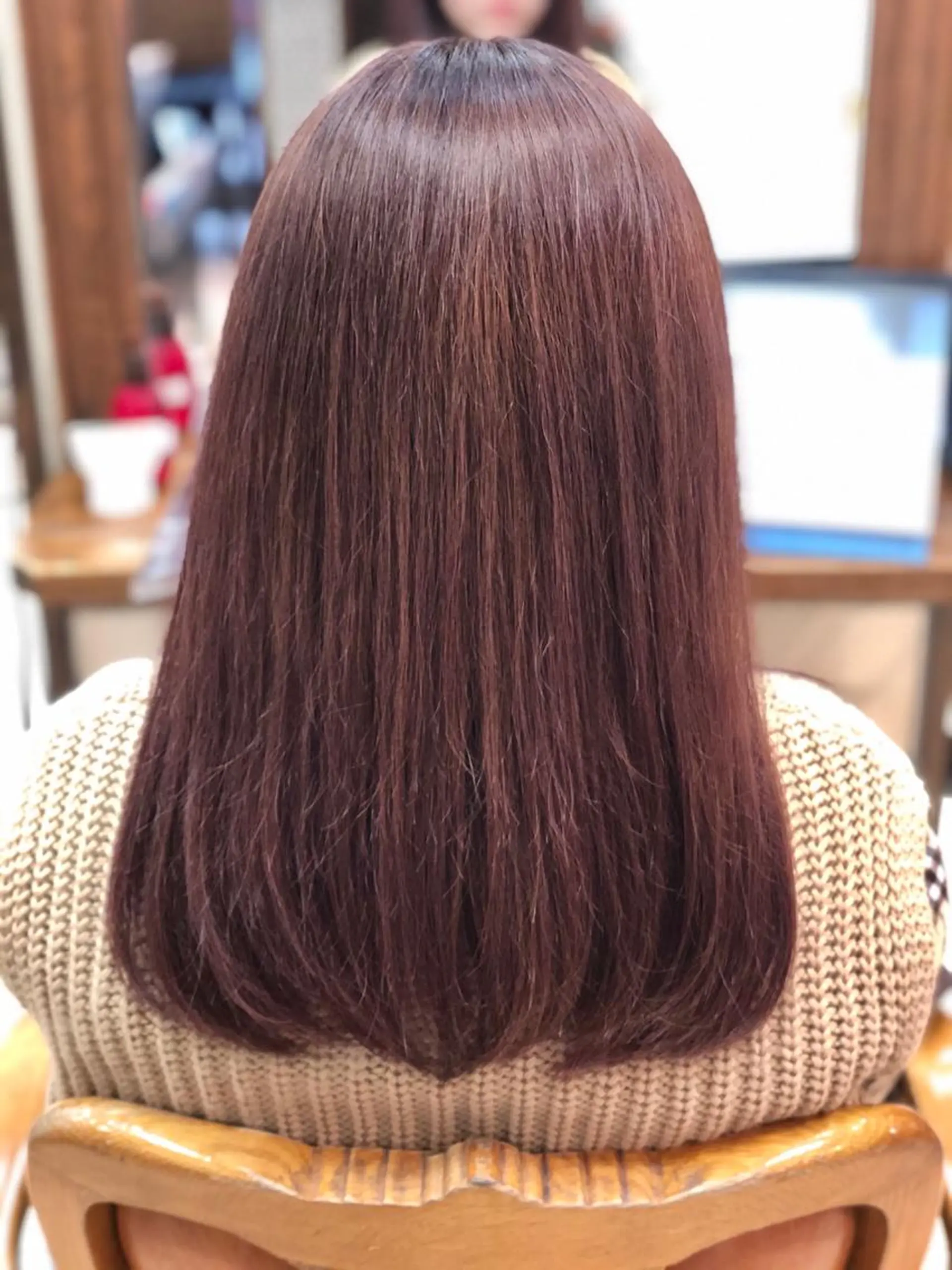 ロング カラー ブラウンカラー ピンクカラー ピンクブラウン 白髪ぼかし脱白髪染め 大塚綾のヘアスタイル