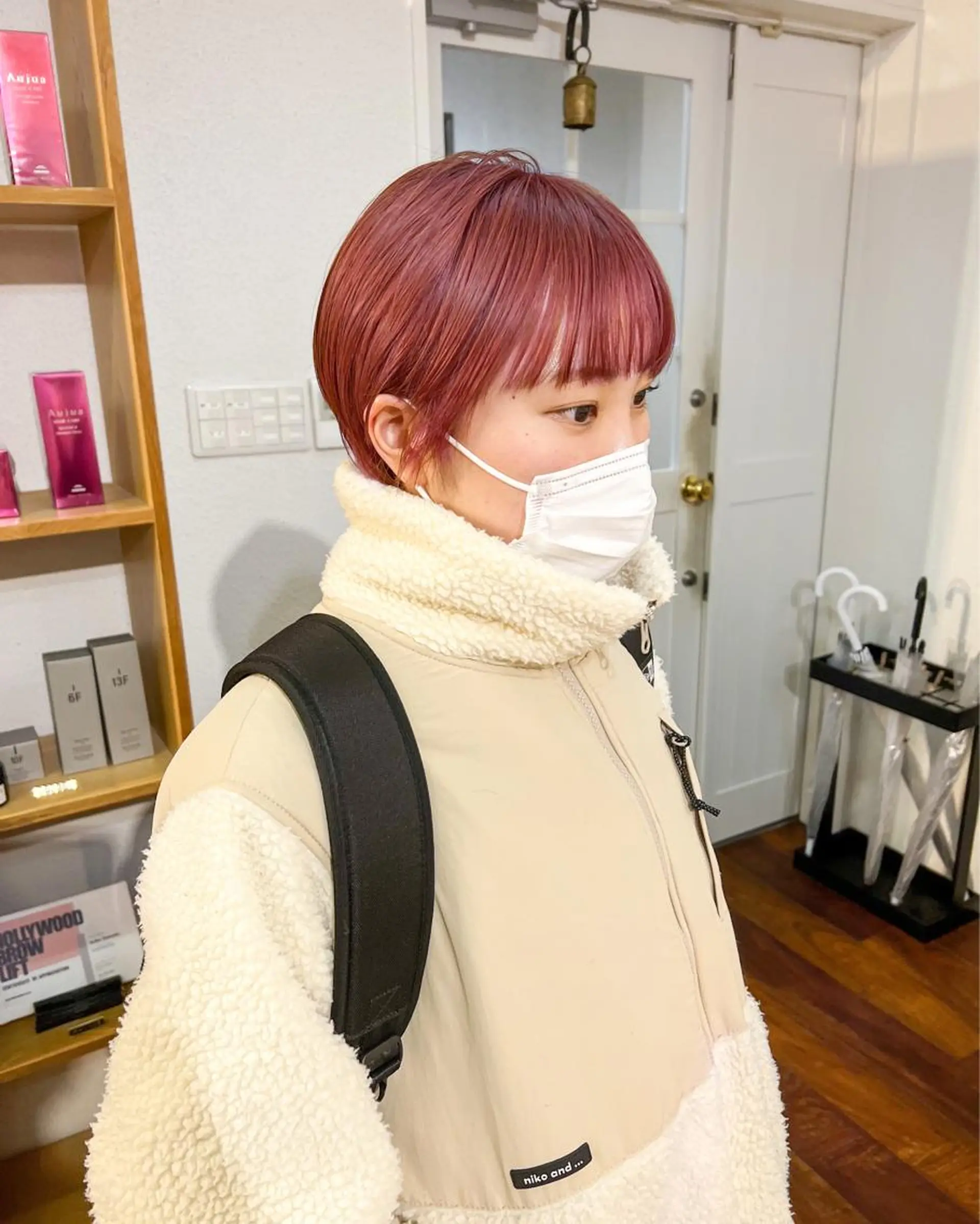 ショート カラー 丸みショート ブリーチ ショートヘア 水野 雪 パーマ/暖色カラーのヘアスタイル