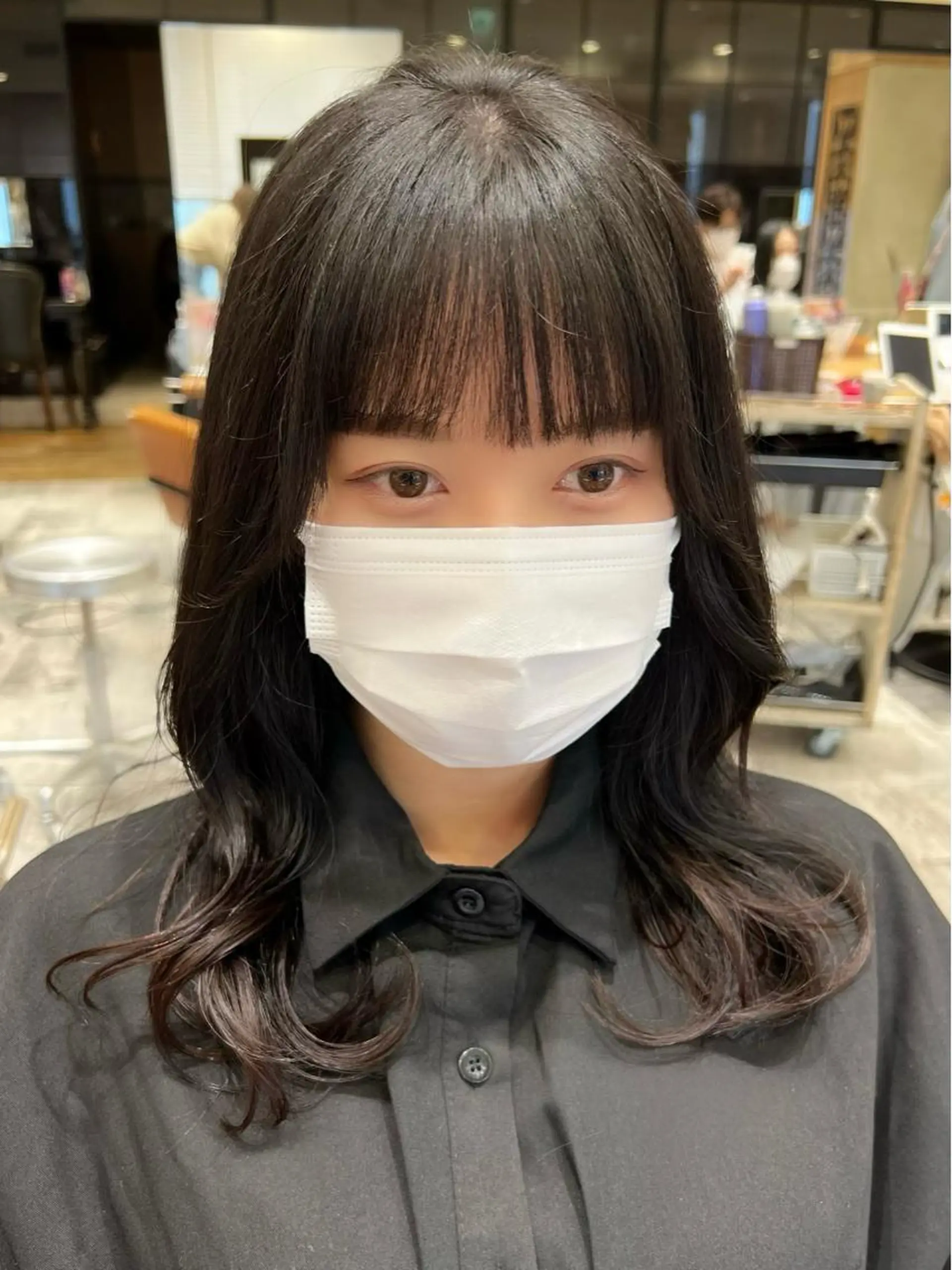 セミロング カラー ベージュカラー ブラウンカラー くびれヘア 髪質改善 縮毛矯正 カット ヘアカラー トリートメント 🧡くびれヘア/前髪 顔周り🧡久原結衣のヘアスタイル
