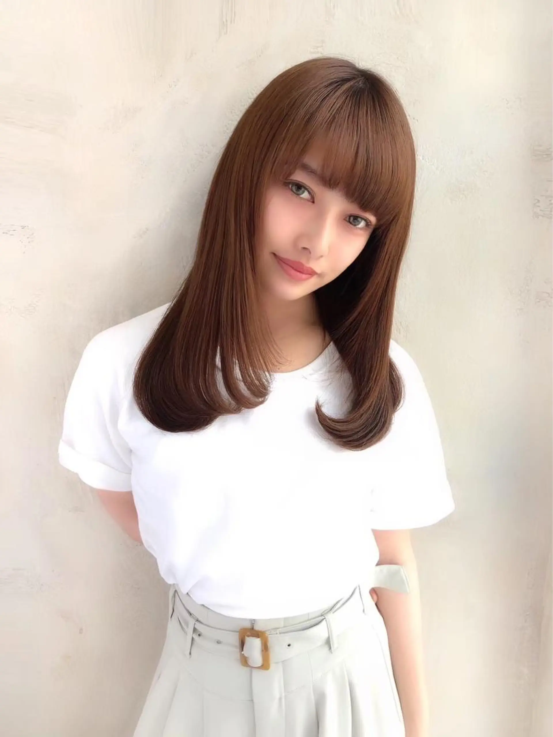 ロング カラー 高島大登/顔周り /ミルクティーのヘアスタイル