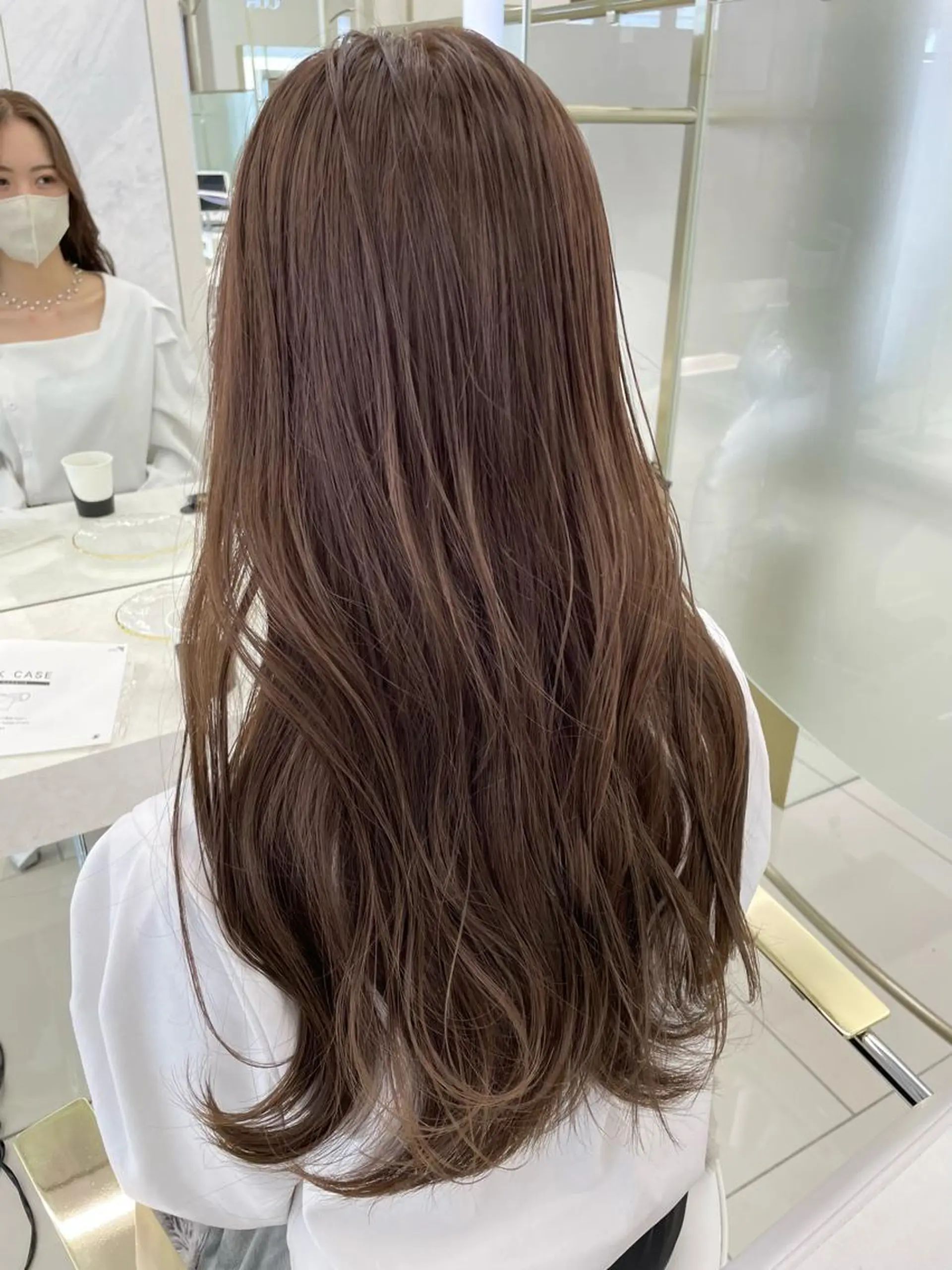 ロング カラー ベージュカラー オリーブベージュ ヘアカラー トリートメント COA GINZA 空也/前髪/顔まわりのヘアスタイル