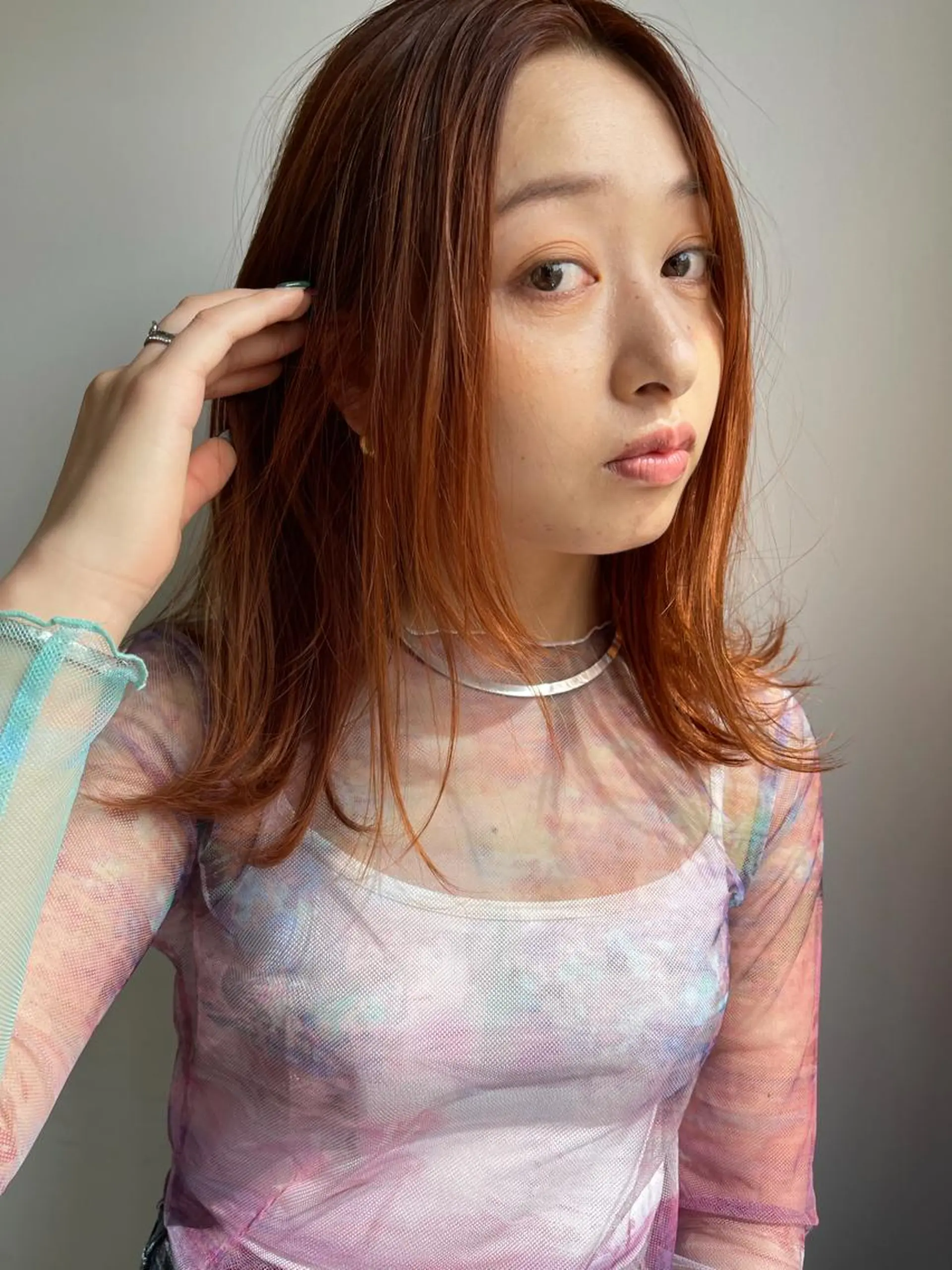 ミディアム カラー ベージュカラー ブリーチ オレンジ オレンジベージュ 外ハネヘア カット ヘアカラー トリートメント 中目黒🌼 🌼ハナのヘアスタイル