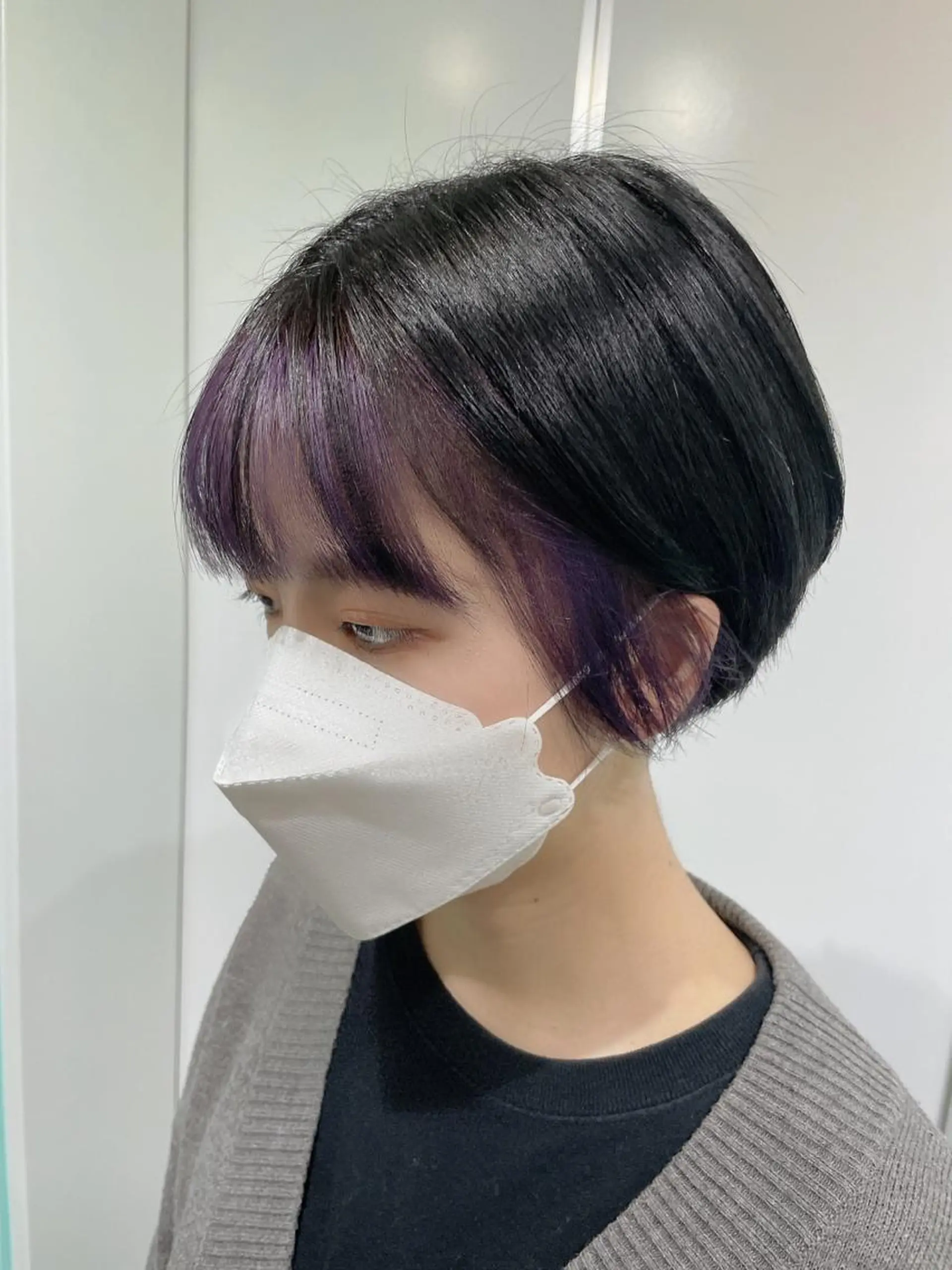 ショート ミストバング パープルカラー ヘアカラー Matina hair所属・原 千景のヘアスタイル