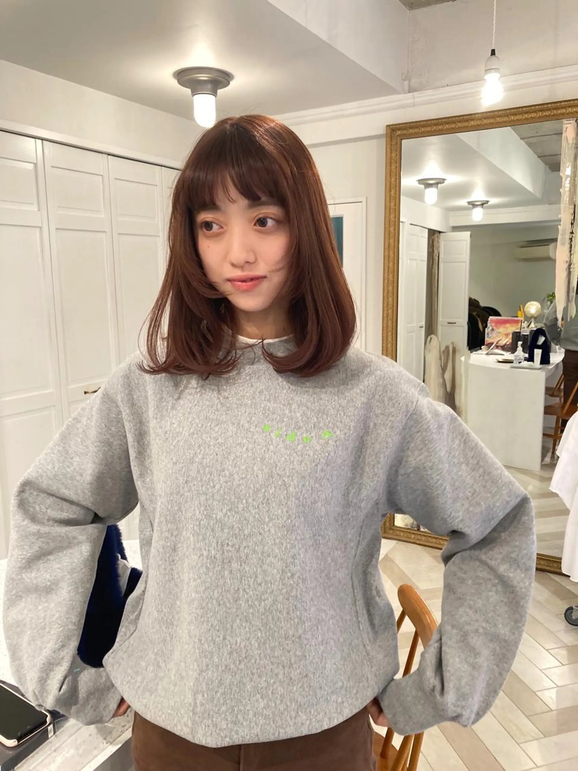 ミディアム カラー オレンジ カット ヘアカラー トリートメント お洒落ベージュ🤎 代官山shibukiのヘアスタイル