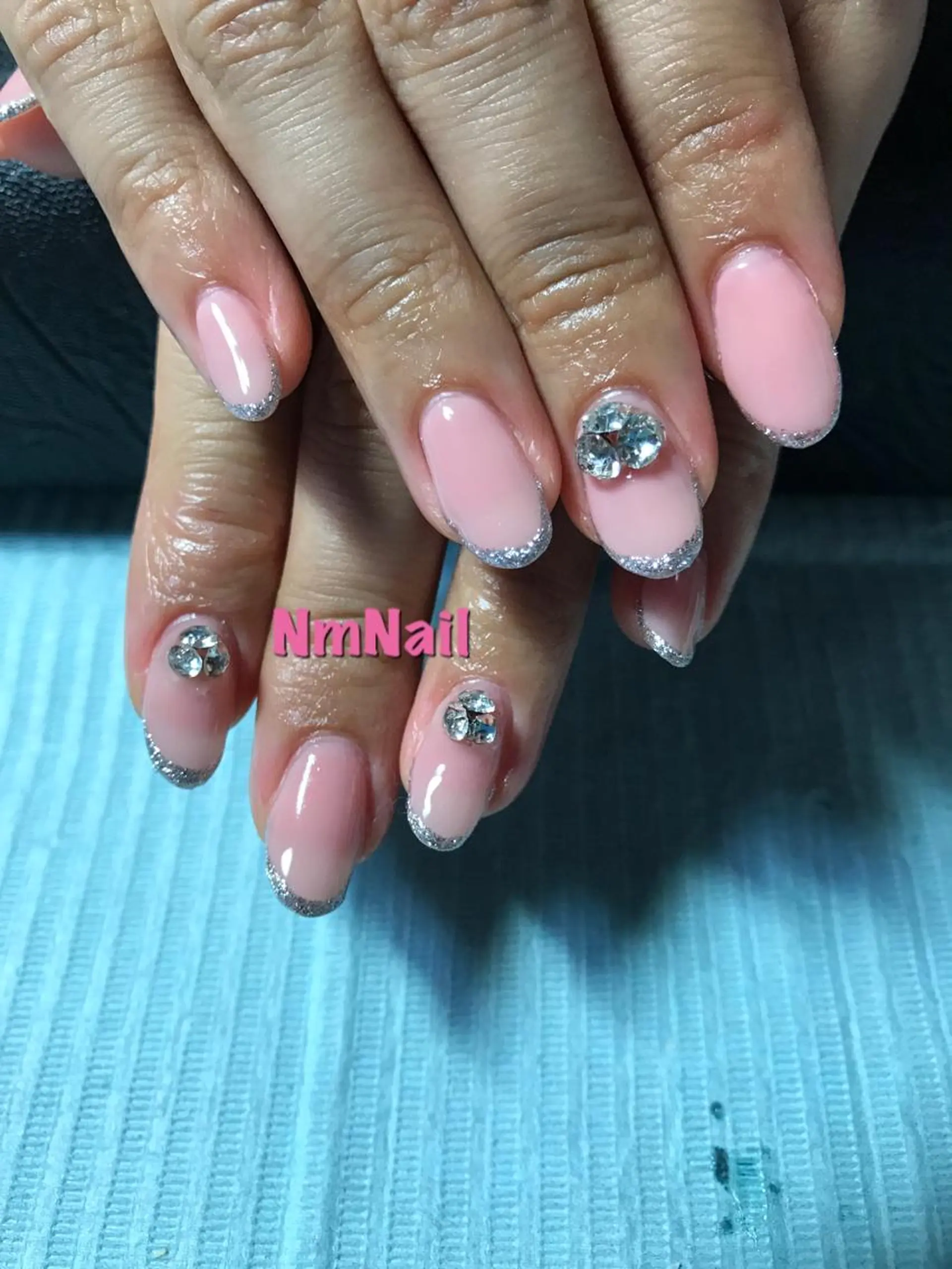 ネイル フレンチネイル ラメ(グリッター) ピンク nail atelier_Moment所属・nail Momentのネイルデザイン