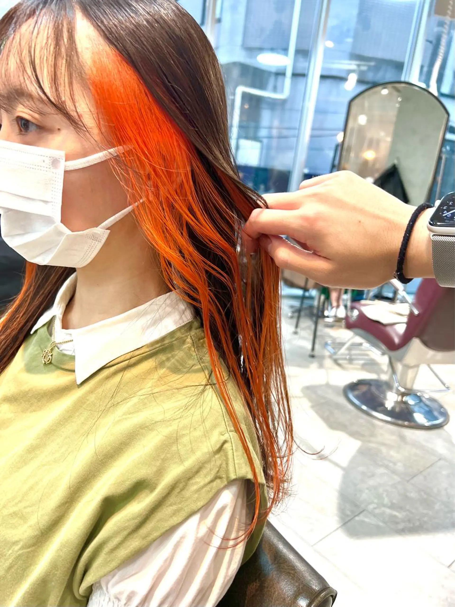 ロング カラー ヘアアレンジ ネイル ヘアカラー トリートメント ヘッドスパ ヘアセット 🌈インナーカラー ‘ショウマ’🌈のヘアスタイル