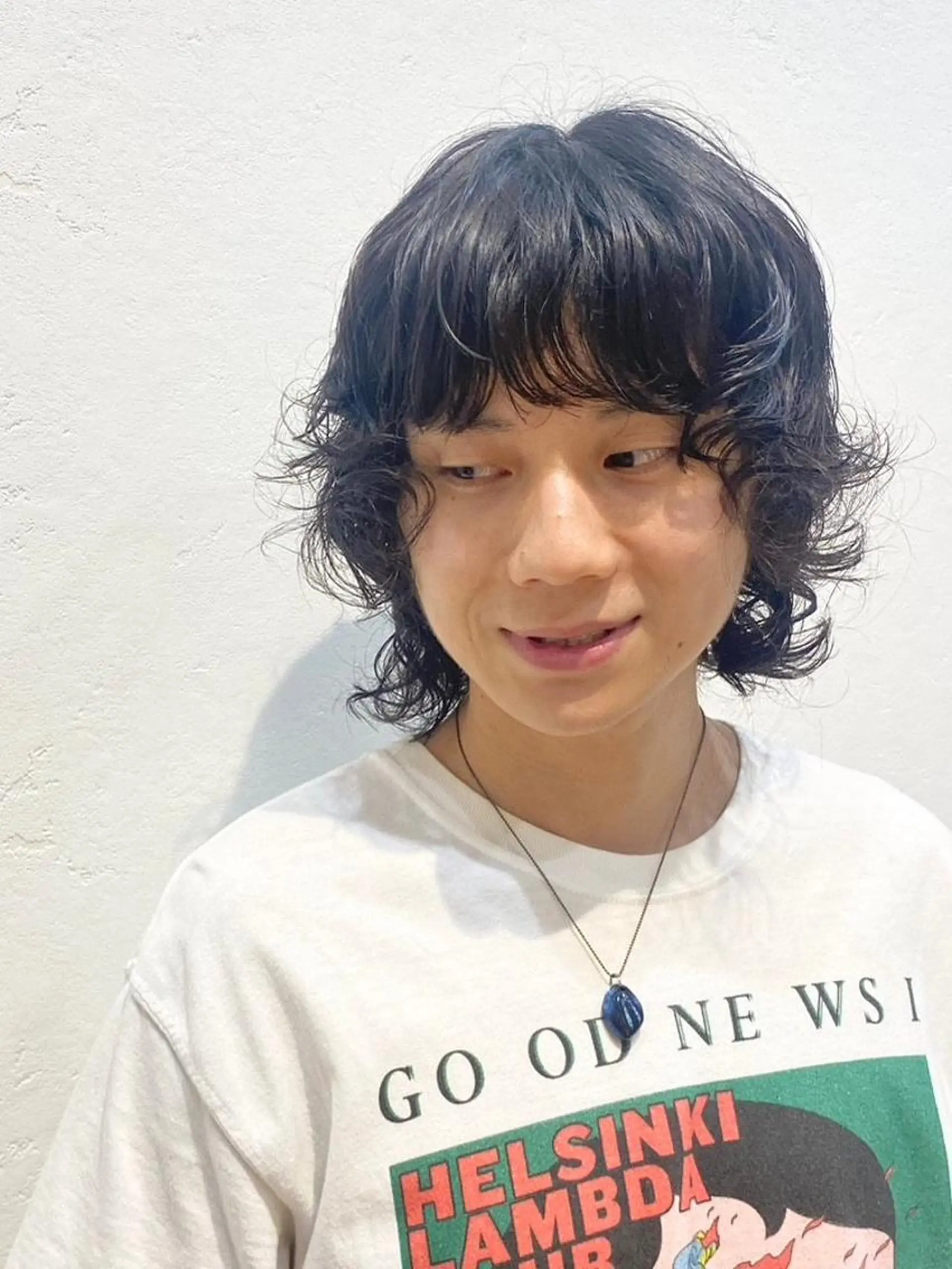 パーマ メンズ ミディアム ミディアムパーマ メンズバレイヤージュ メンズブリーチ メンズハイライト メンズインナーカラー カット パーマ N° aria 三軒茶屋のヘアスタイル