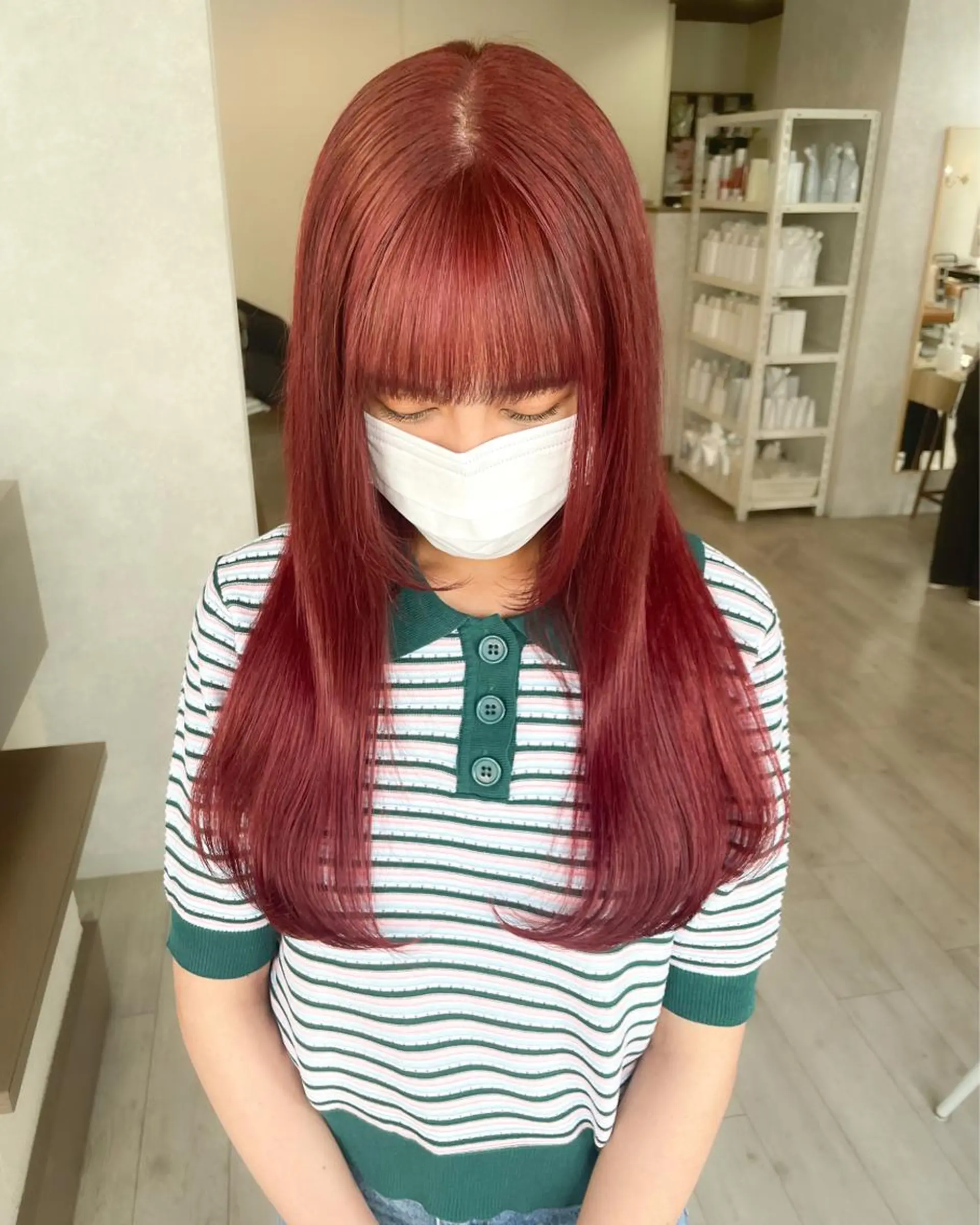ロング カラー ブリーチ ボルドーカラー ケアブリーチ ダブルカラー レッドカラー 🎀ヒシダアキ /taboo🎀のヘアスタイル
