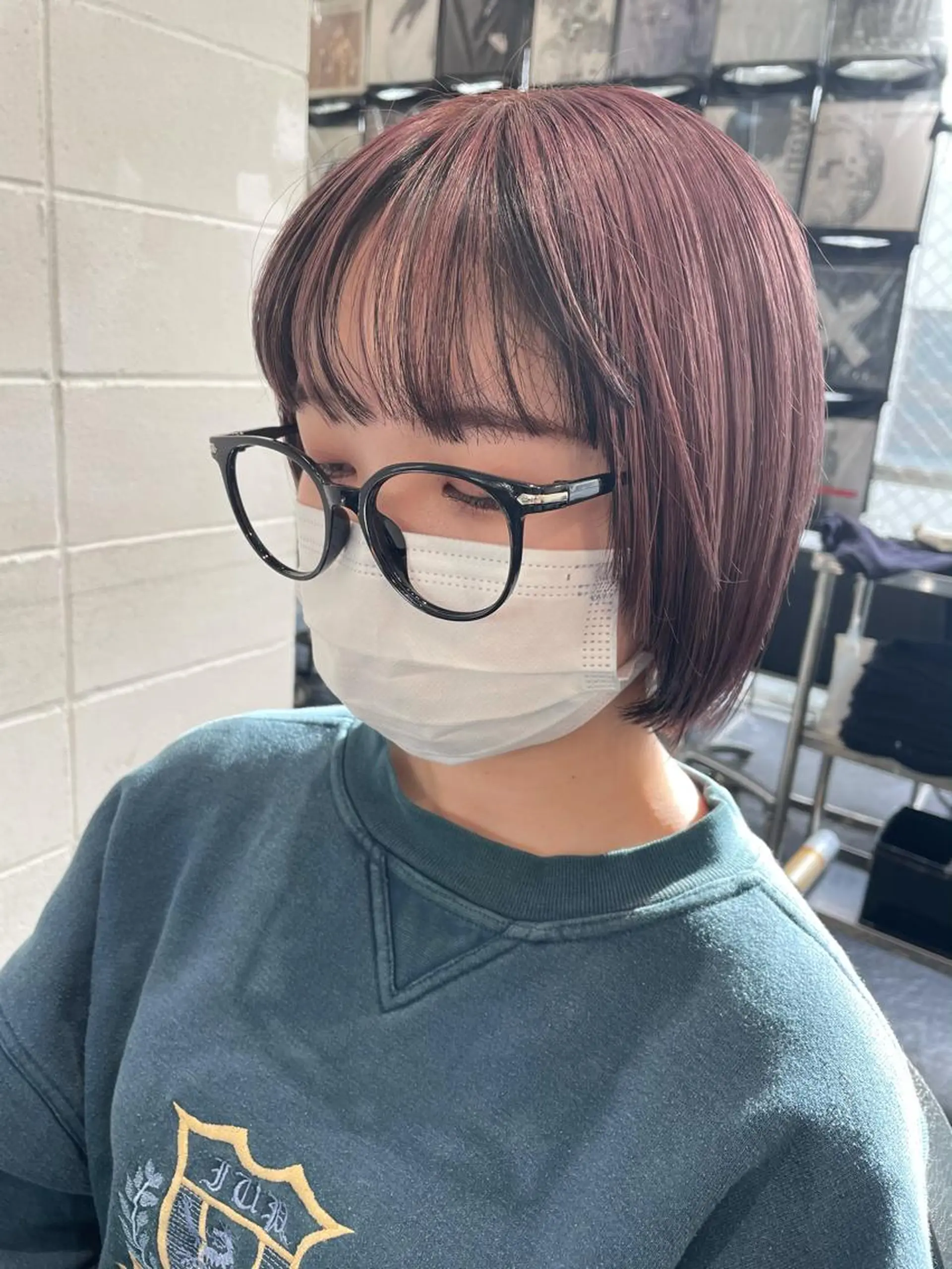ショート カラー ヘアアレンジ 黒髪 ブリーチ ピンクカラー シアーピンク カット ヘアカラー トリートメント 💗艶髪ハイトー ンAYAKA💗のヘアスタイル