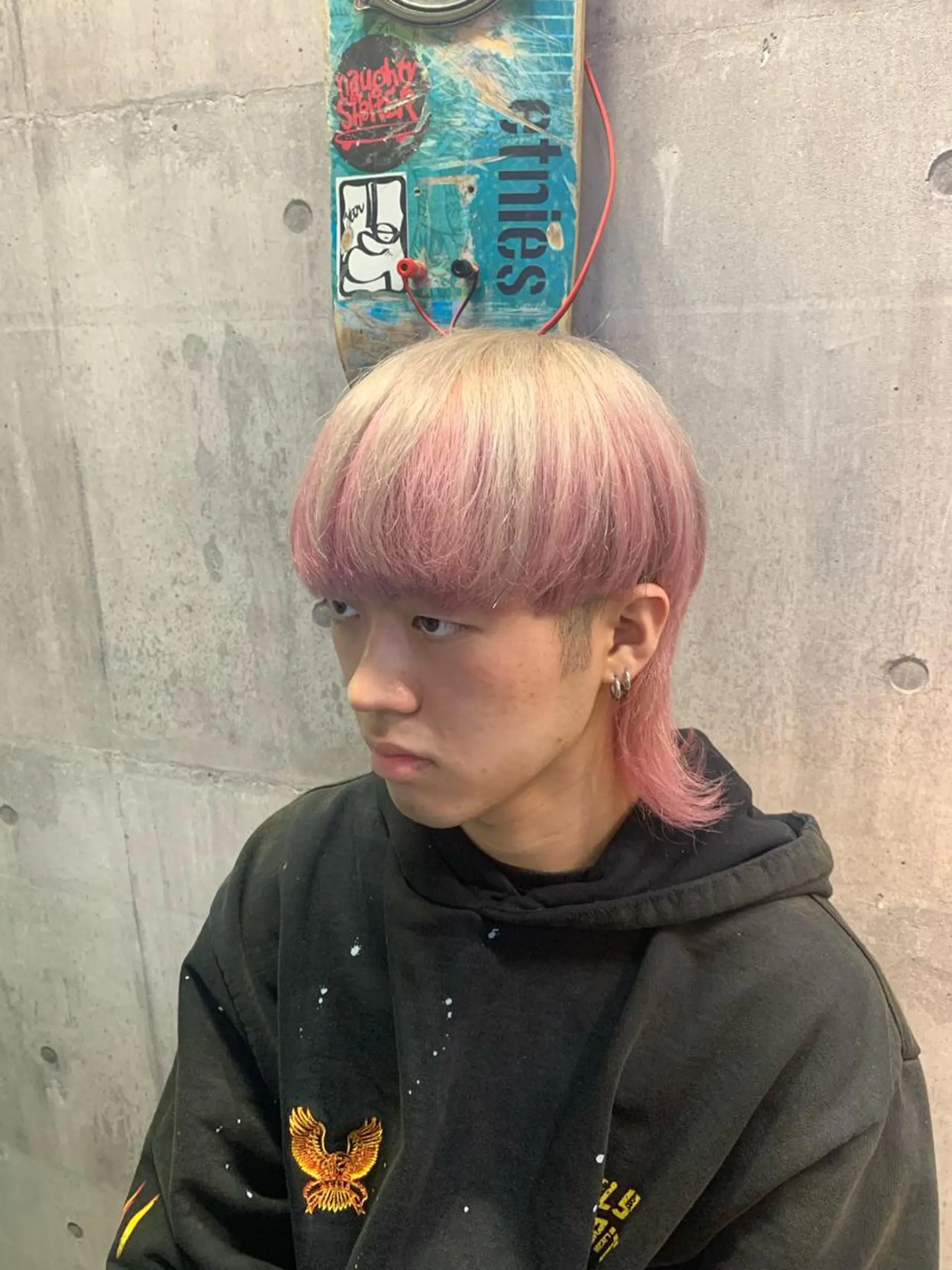 ショート カラー メンズ ピンクカラー ヘアカラー トリートメント ハイトーン/メンズ/ ウルフ特化 小松のヘアスタイル