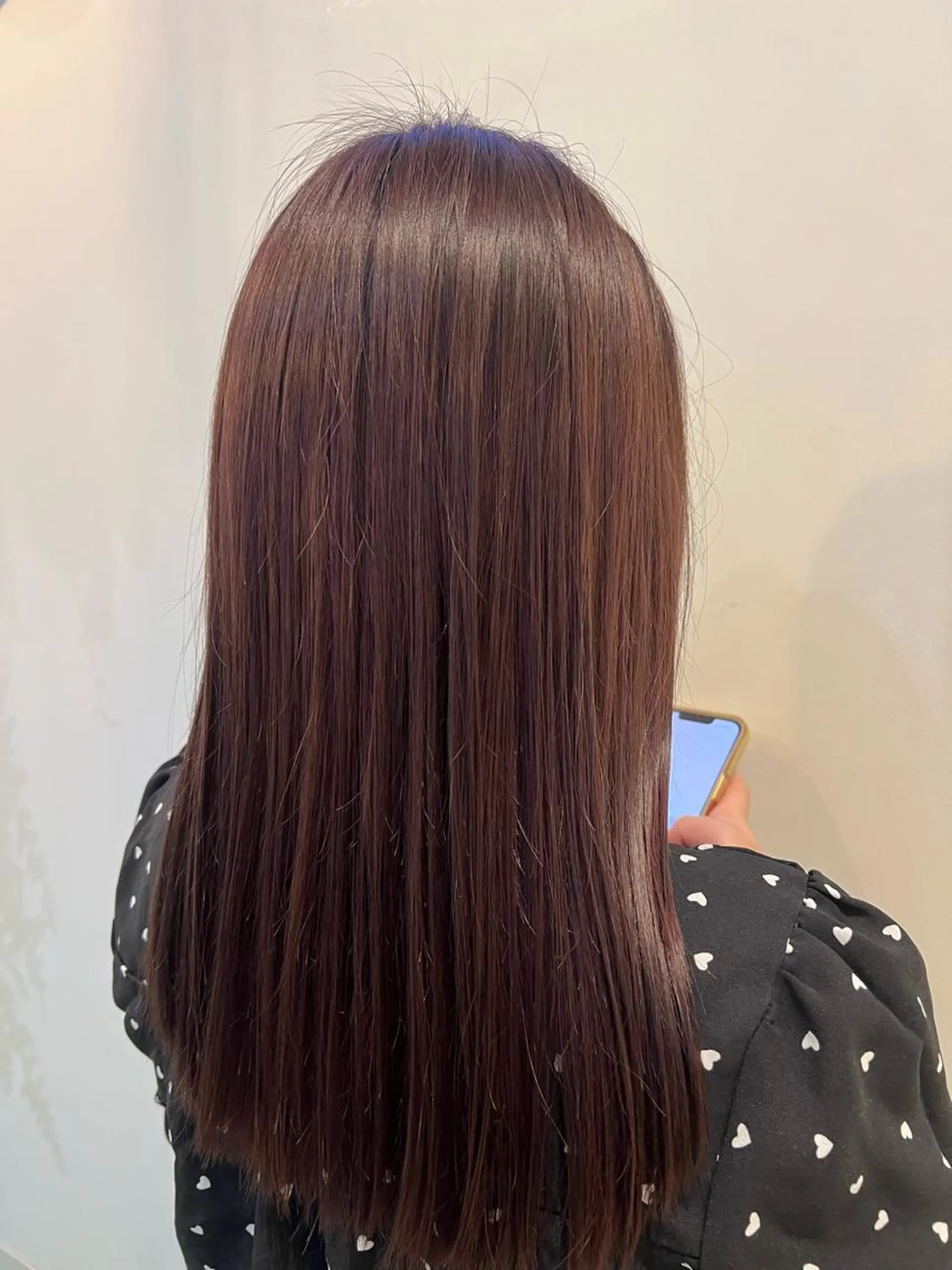 セミロング カラー ブリーチしない暖色 カラー🥀杉 優菜のヘアスタイル