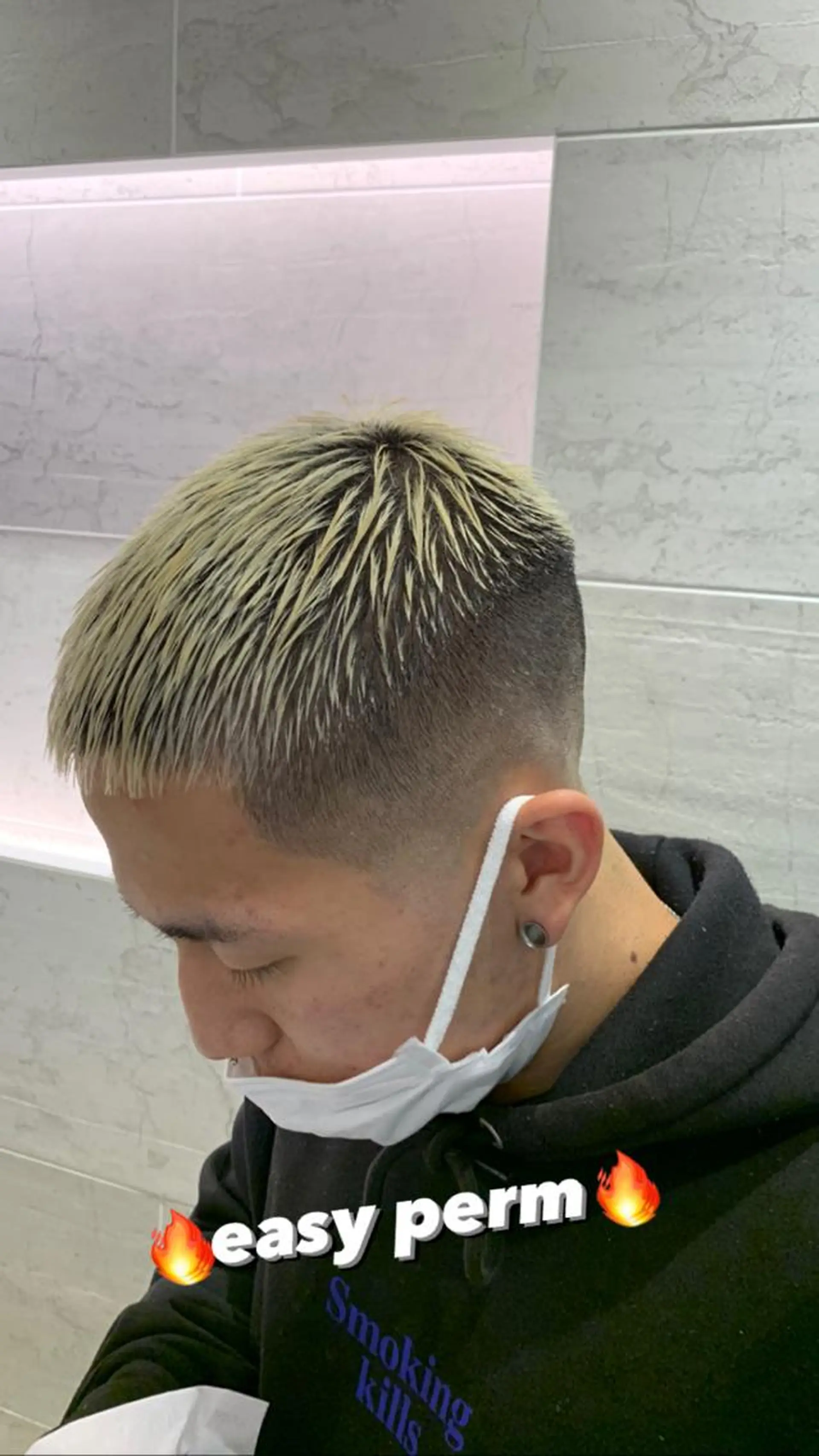 カラー パーマ メンズ メンズブリーチ フェードカット メンズパーマ 学生（メンズ向け） スキンフェード パーマ L PLACE所属・L PLACE 丸山一希のヘアスタイル