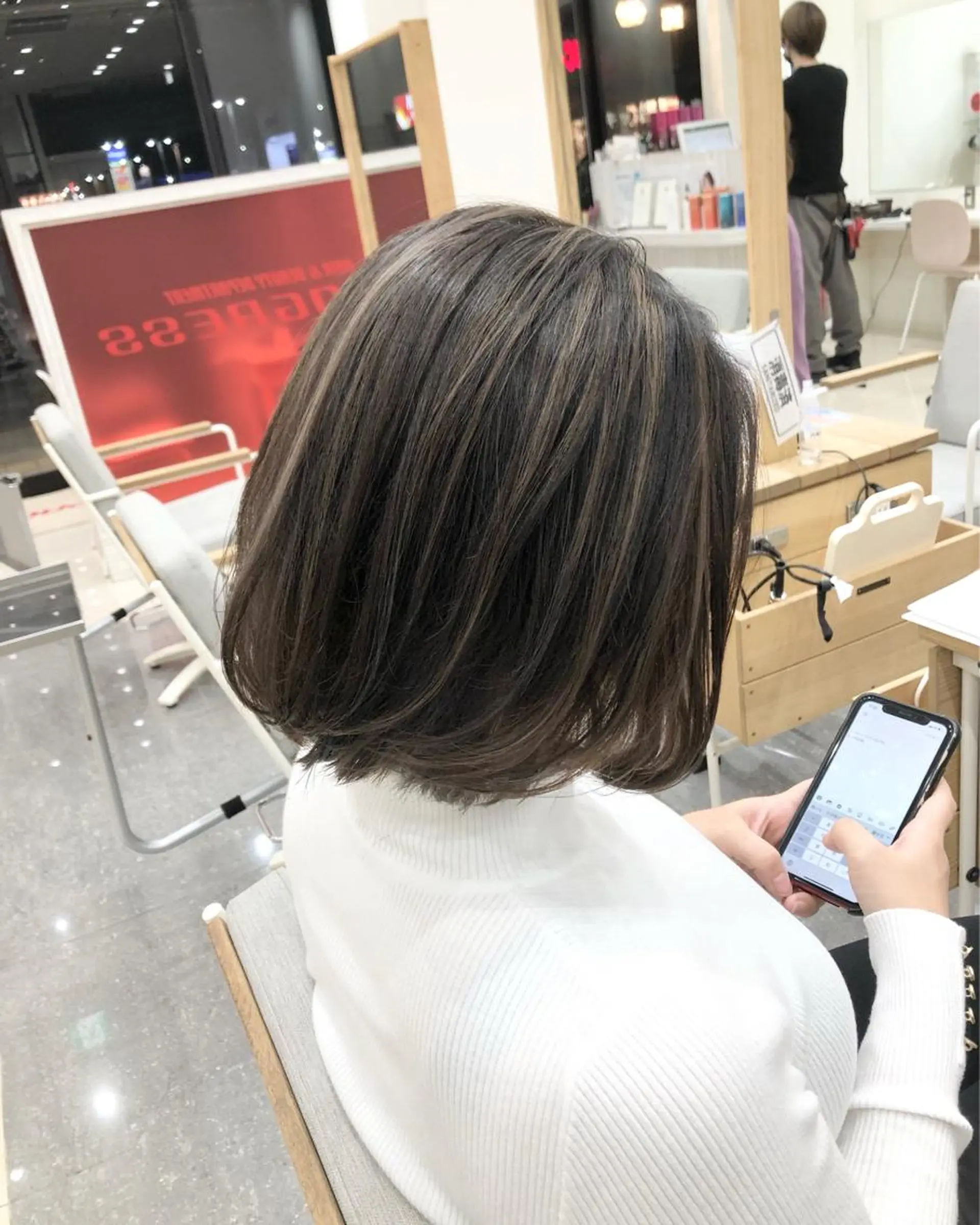 ミディアム ヘアカラー 太白区白髪ぼかし/ ボブカット/千葉達人のヘアスタイル