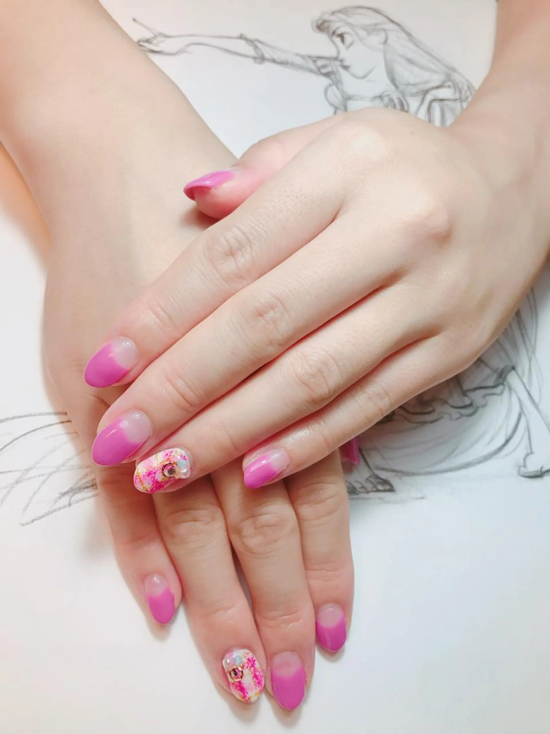 ネイル フレンチネイル 逆フレンチ owlnail /持込みデザイン専門のネイルデザイン