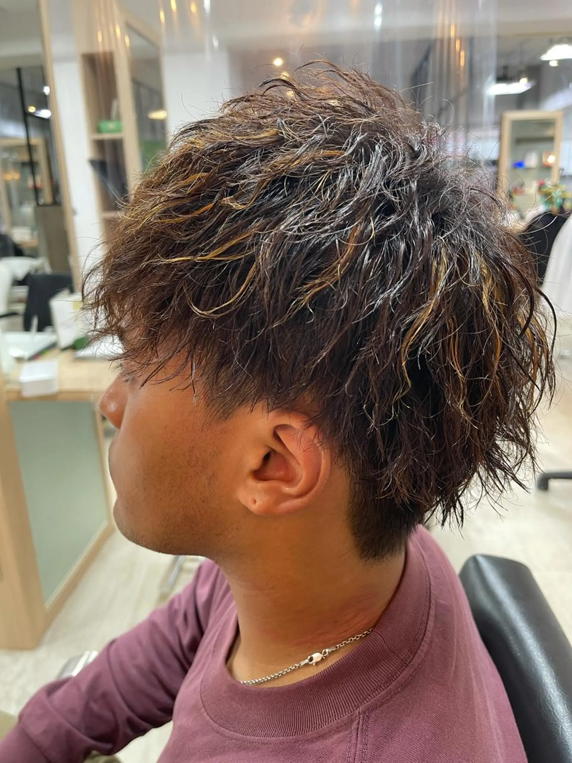ショート カラー パーマ メンズ メンズハイライト ハイライトカラー ハイライト 🫧似合わせカット としき/立川のヘアスタイル