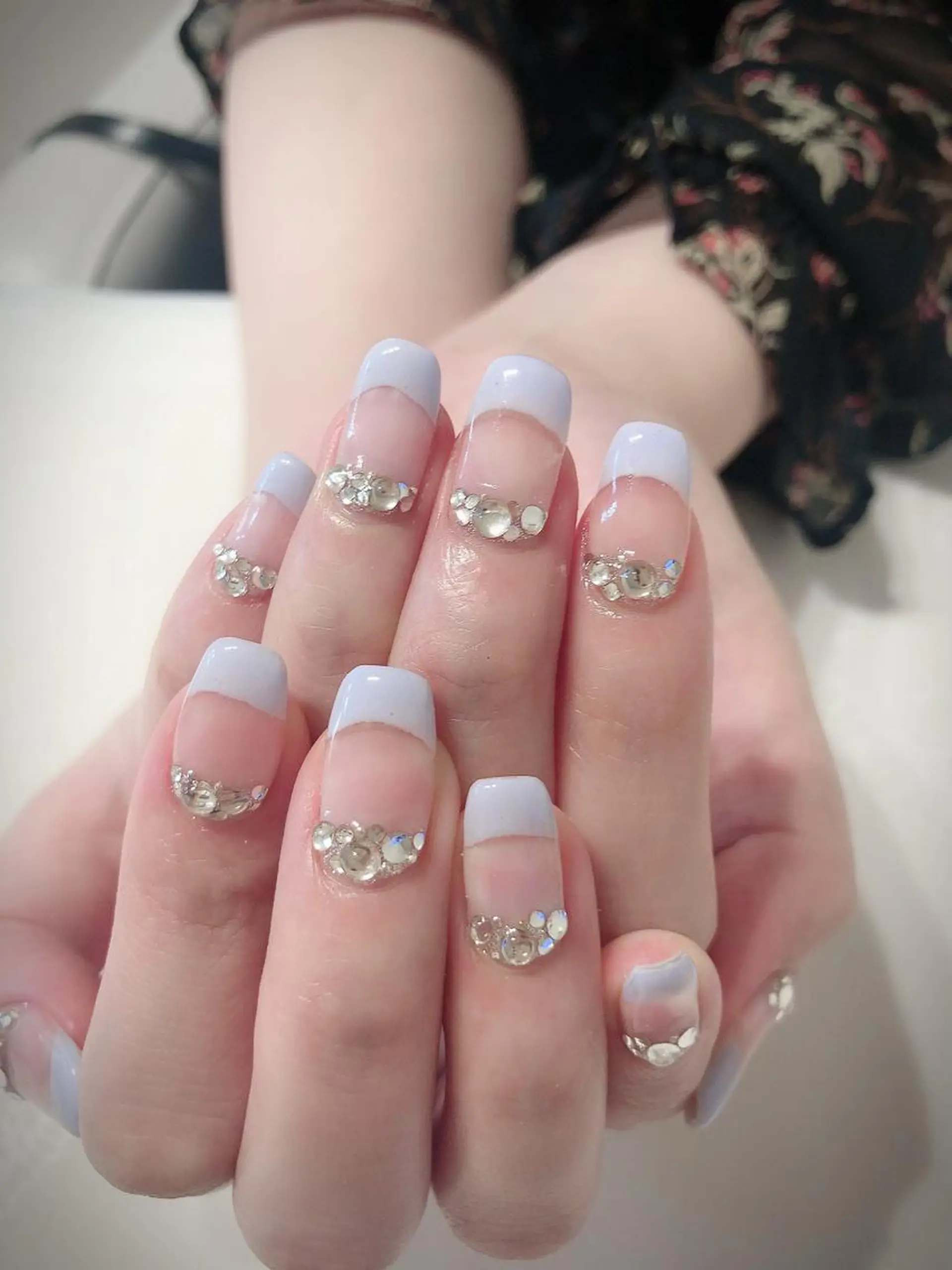 ネイル ブルー クリアネイル フレンチネイル ストーンネイル ハンドネイル * haruのネイルデザイン