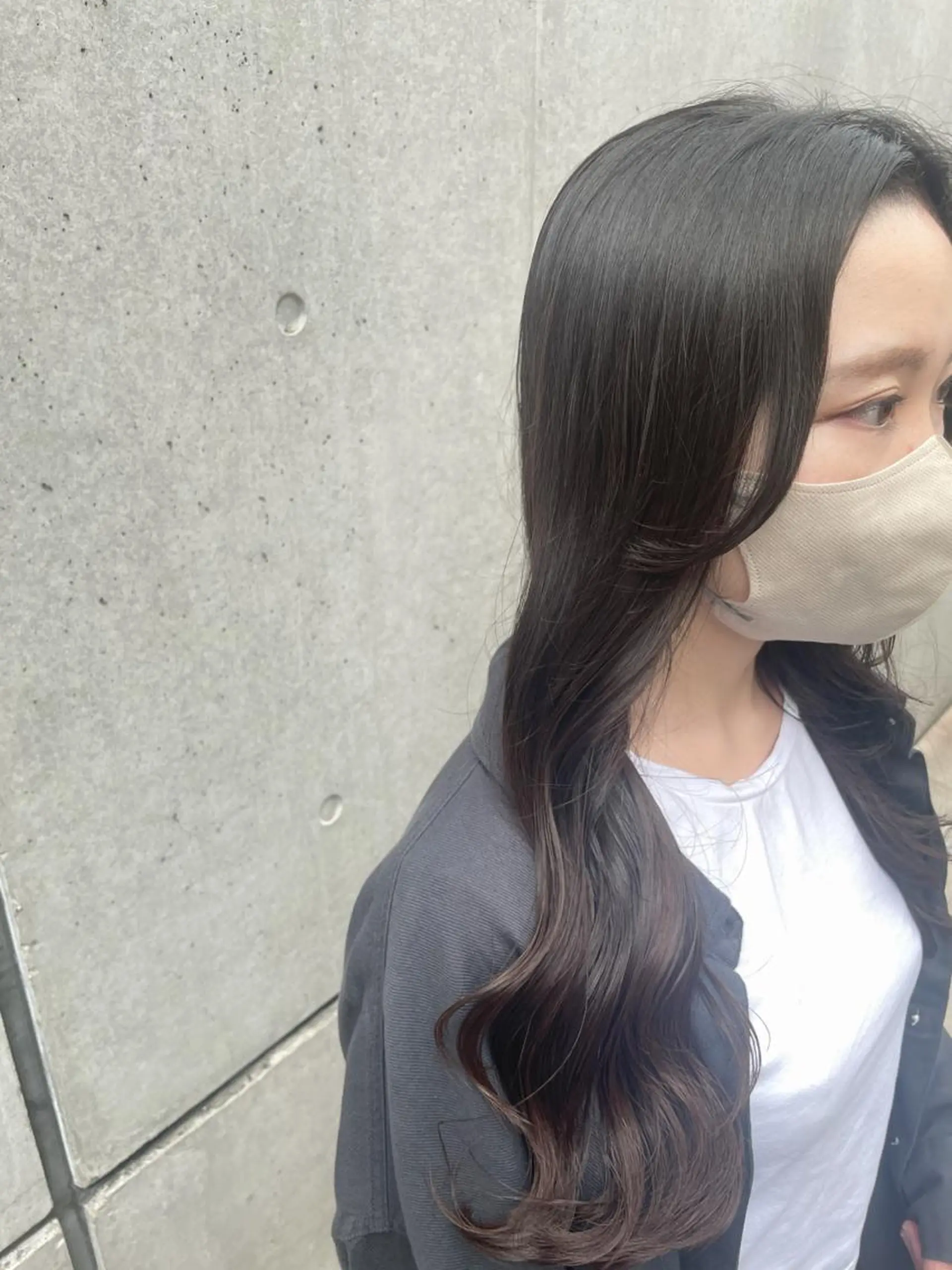 ロング パーマ ヨシンモリ 韓国風ヘア デジタルパーマ カット パーマ トリートメント BEBE所属・ブリーチなし 透明感カラーKANAのヘアスタイル