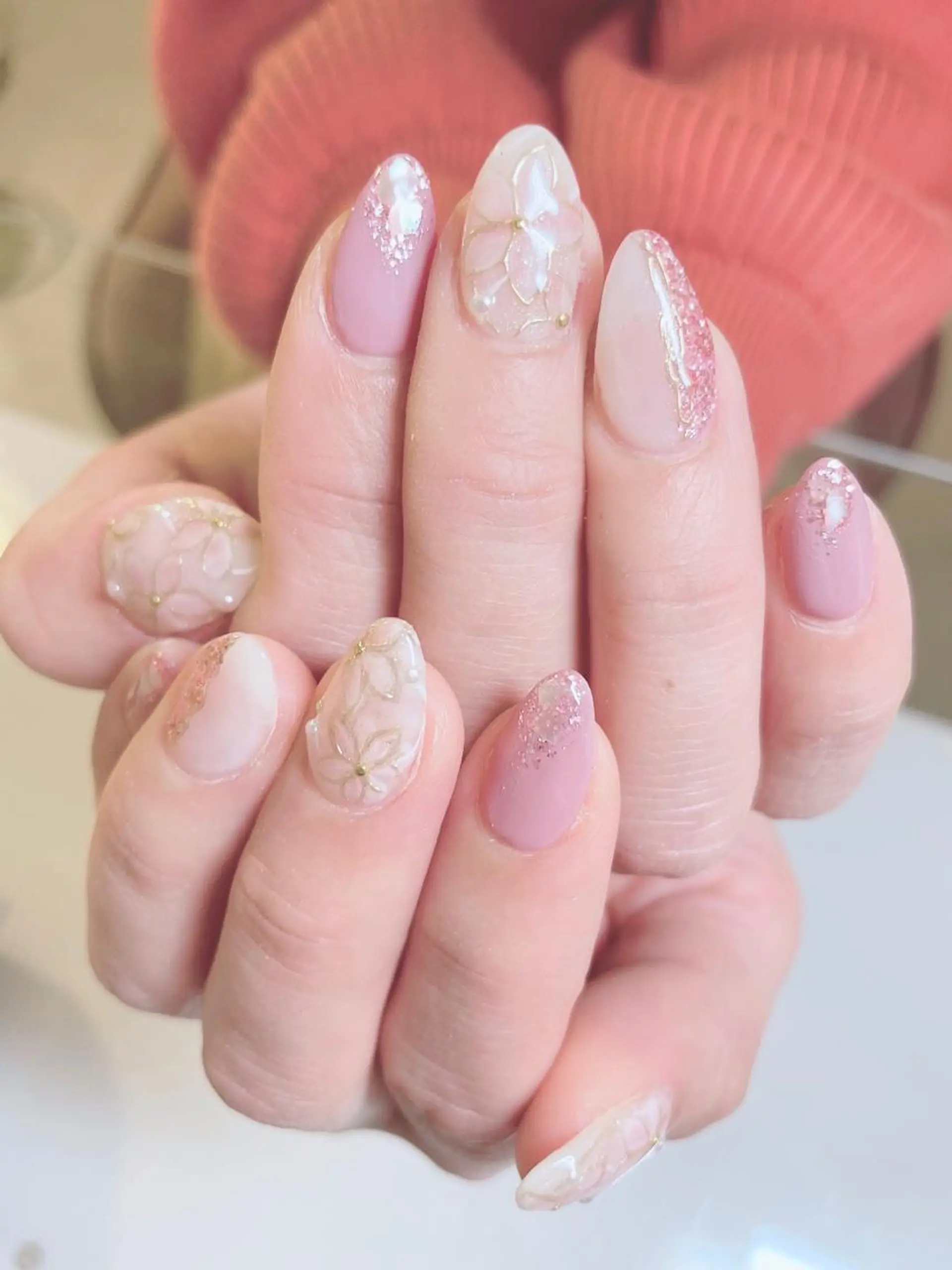 ネイル ピンク ハンドネイル Nail room Lunaのネイルデザイン