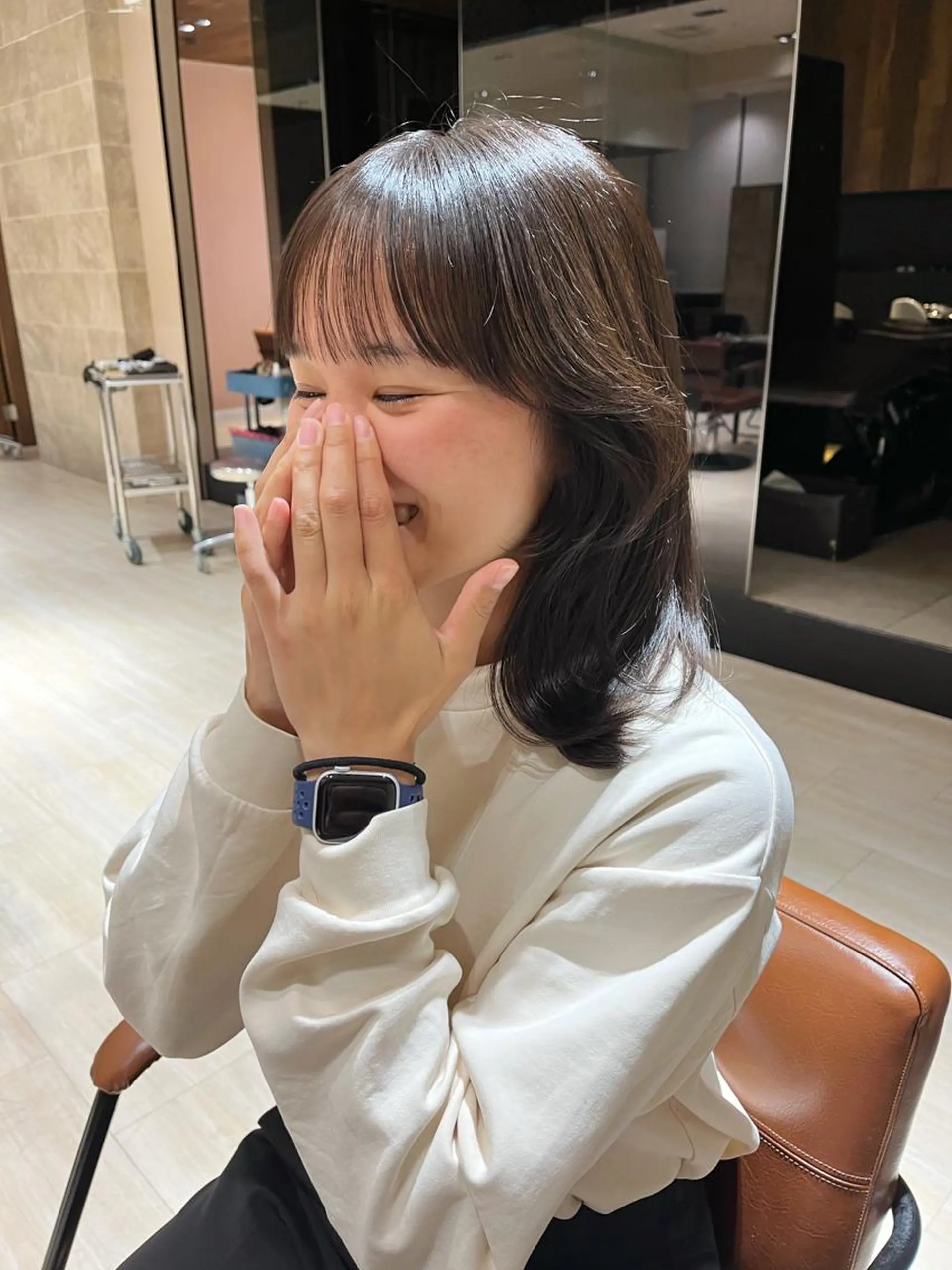 ミディアム カラー 透明感カラー グレージュ 早朝セット☀️ レイヤー/Momoのヘアスタイル